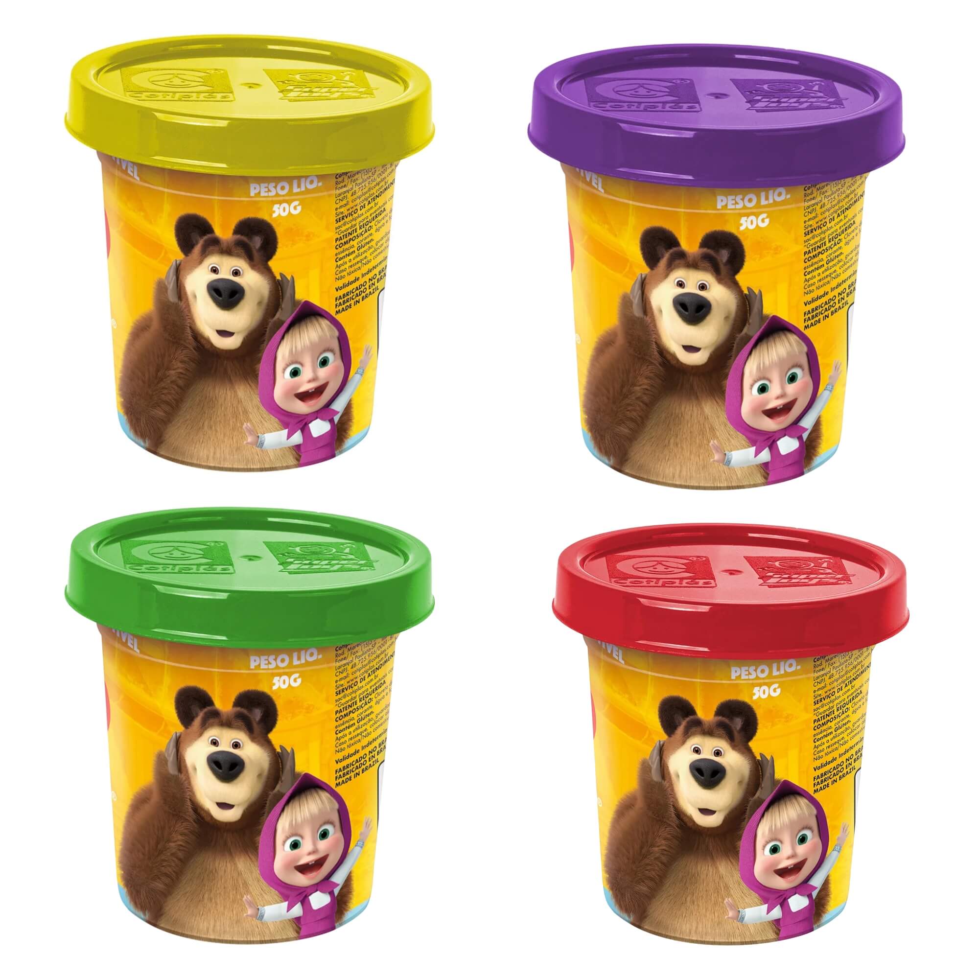 COMP Kit Massinha de Modelar Masha e o Urso: Pizzaria da Masha + Kit com 5 Potes