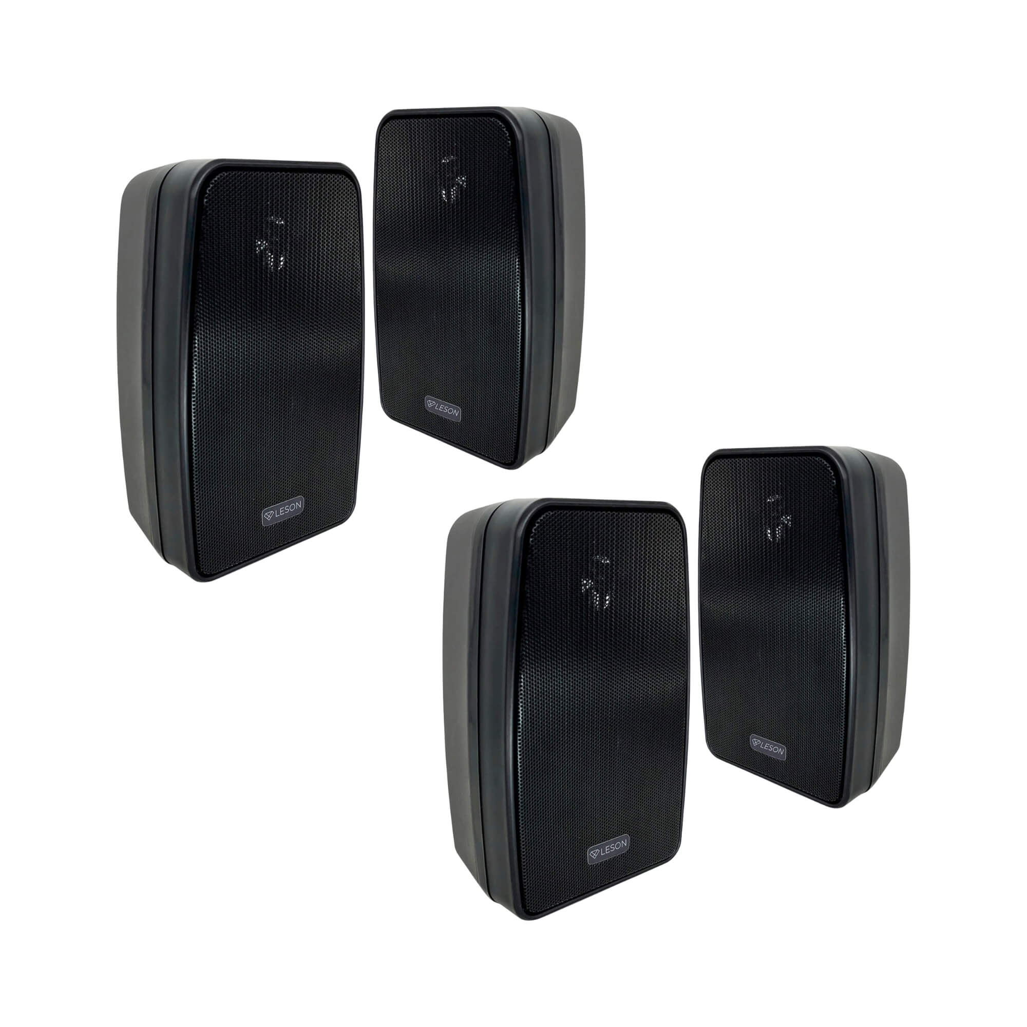 COMP Kit 2 Pares de Caixas de Som Ambiente 70W 8Ohms Pretas Resistente à Água com Tela Leson