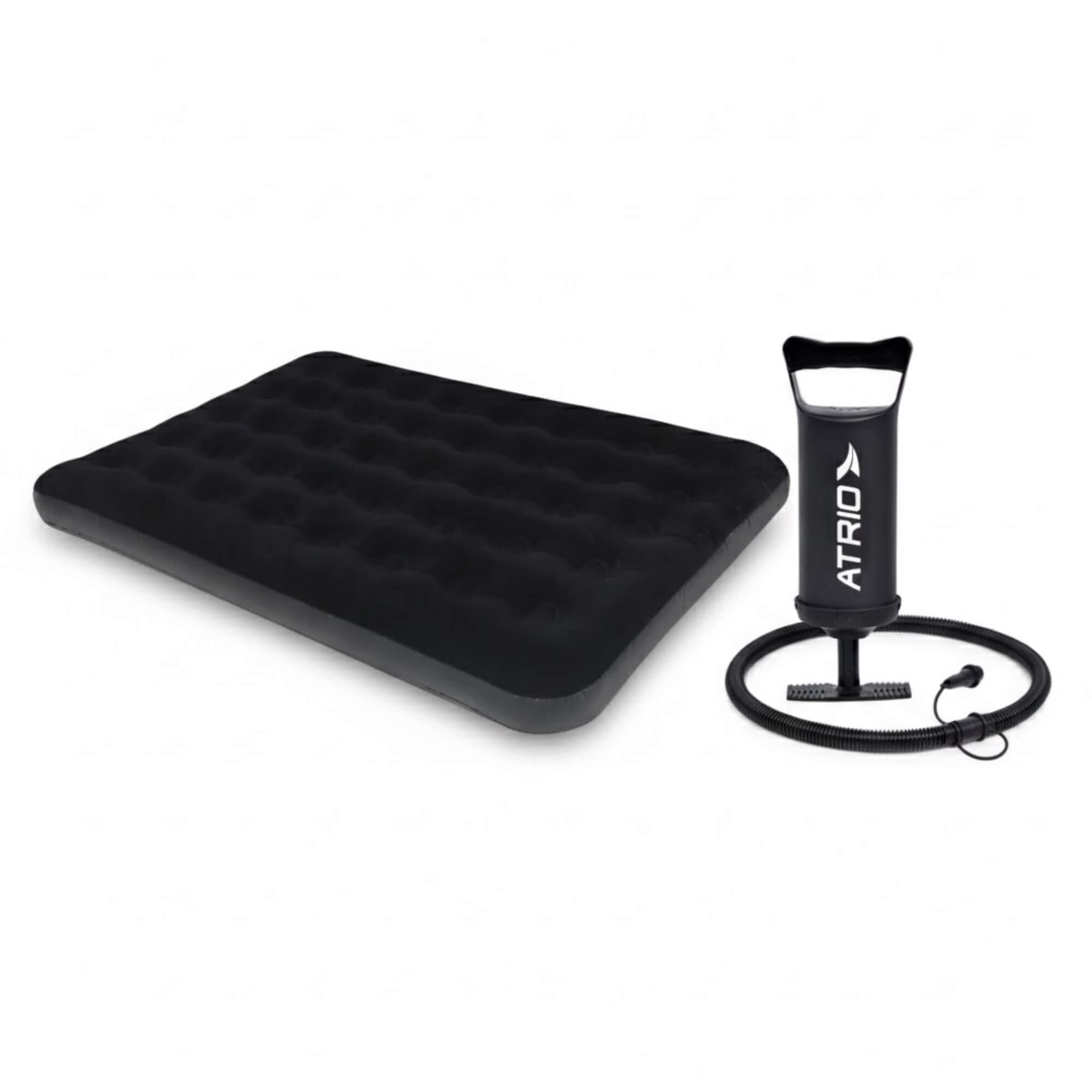 Kit Colchão Inflável Casal Deluxe Comfort Preto + Bomba de Ar Manual Atrio ES290