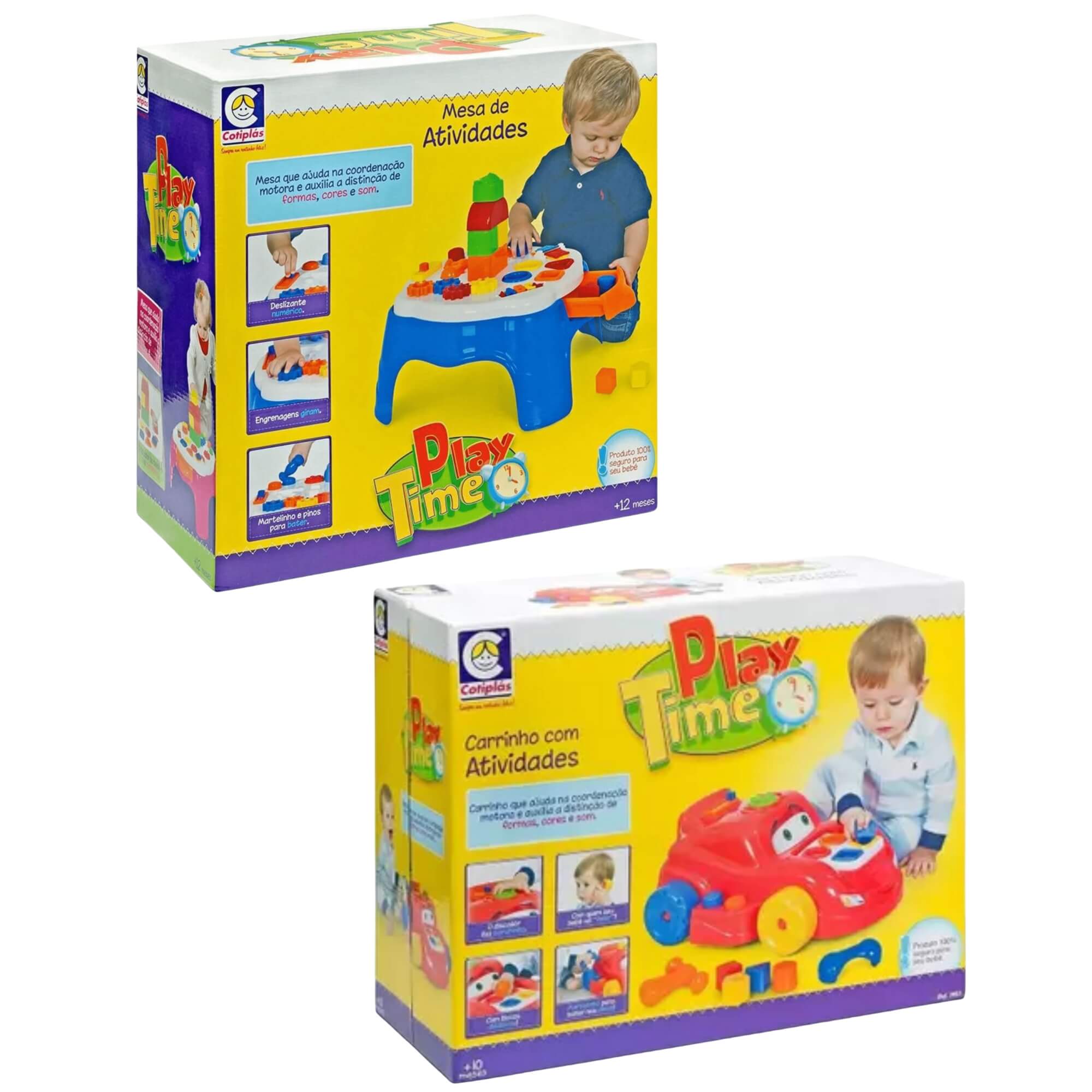 COMP Kit Brinquedos Educativos Play Time: Carrinho Vermelho + Mesa de Atividades - Cotiplás