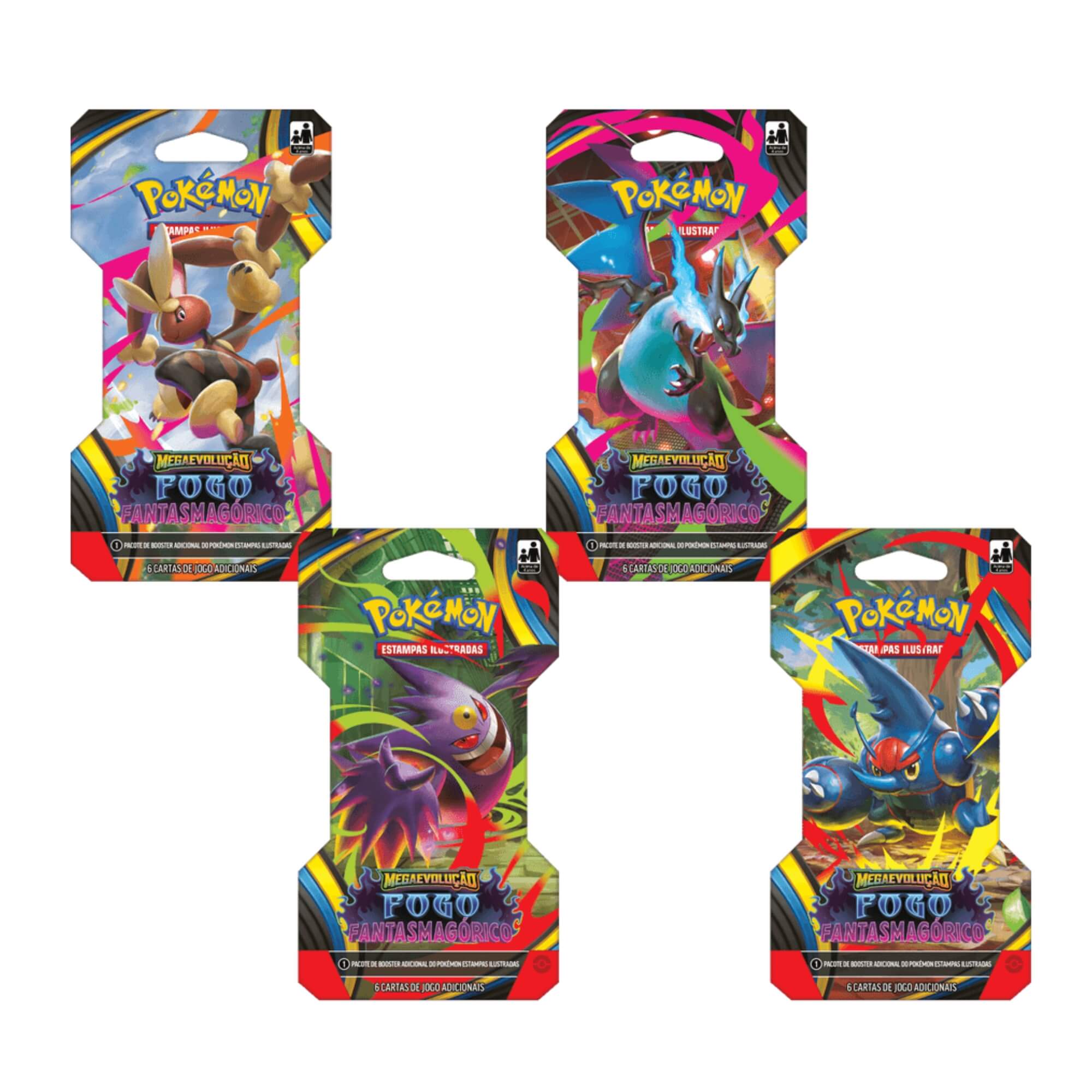 Pokemon Blister Unitário ME02 Fogo Fantasmagórico (Caixa com 24 Unidades) Copag - 35674