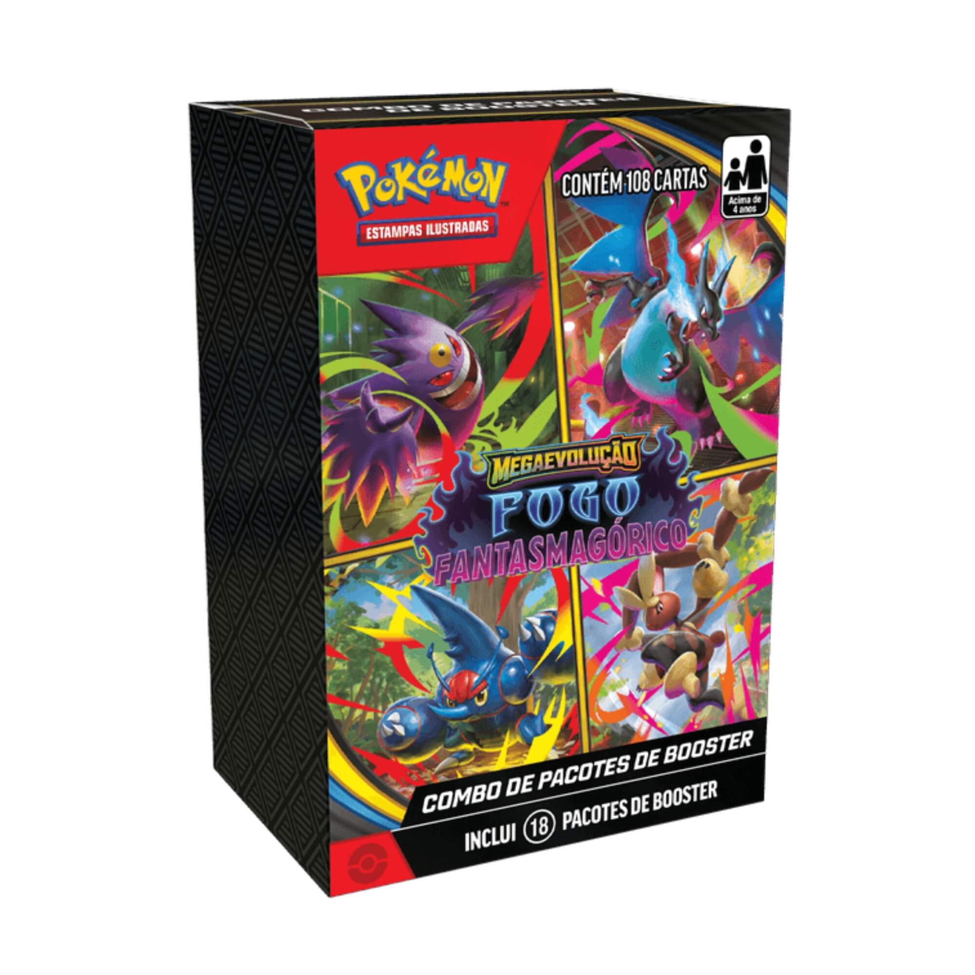 Combo de Booster Pokemon Megaevolução 2 - Fogo Fantasmagórico Copag - 35684