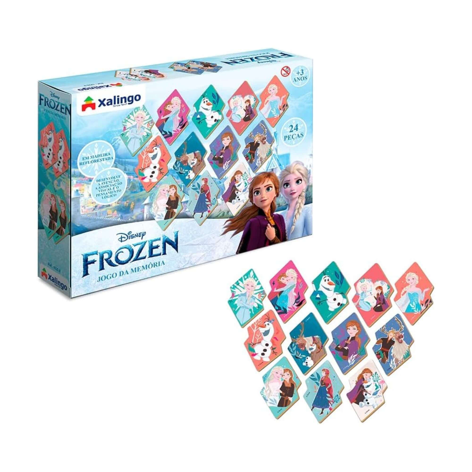 COMP Kit Frozen Disney: Bonecas Elsa e Anna + Jogo da Memória 24 Peças - Multikids e Xalingo