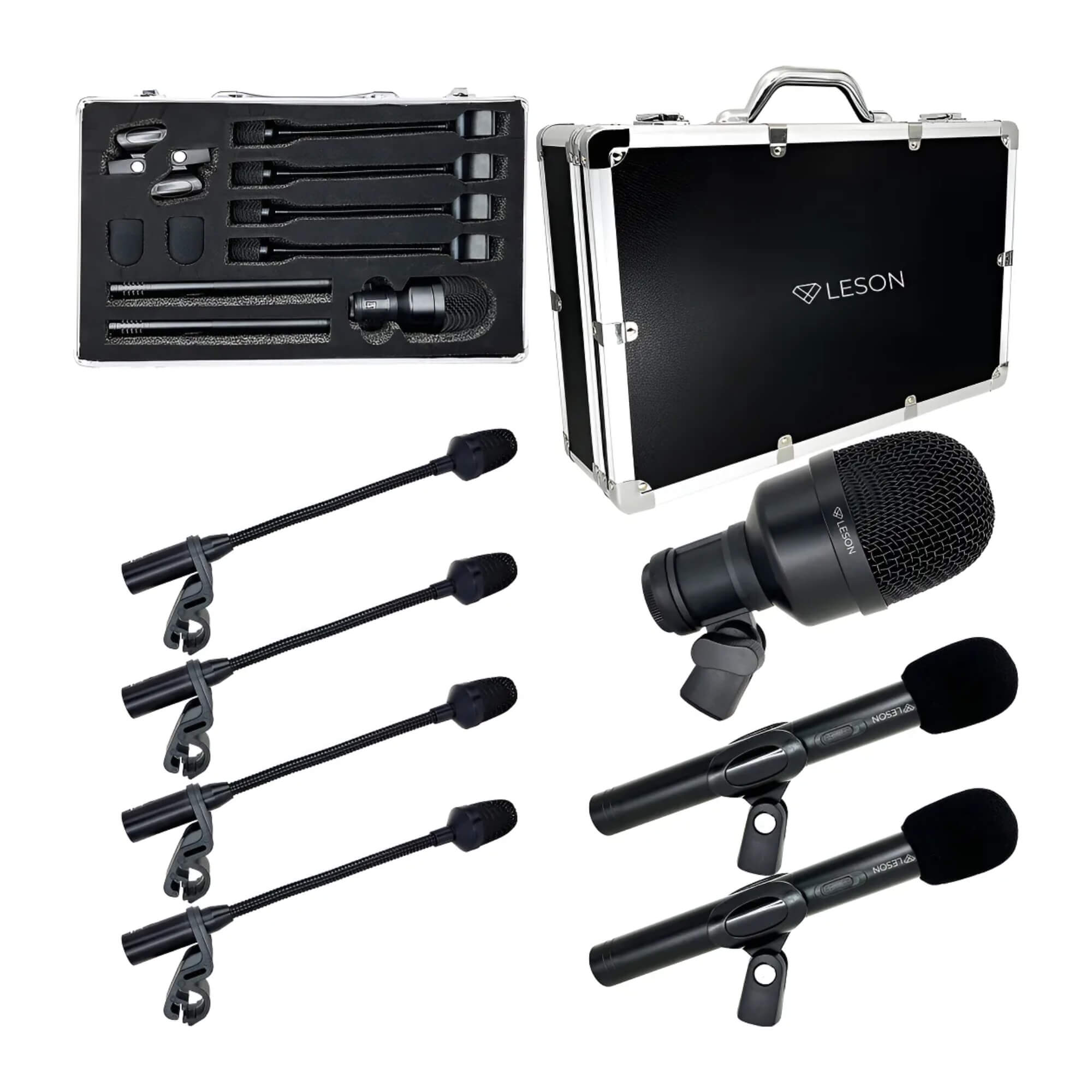 COMP Kit Áudio Completo – Subwoofer 100W + Amplificador 400W + 4 Caixas 70W + Microfones