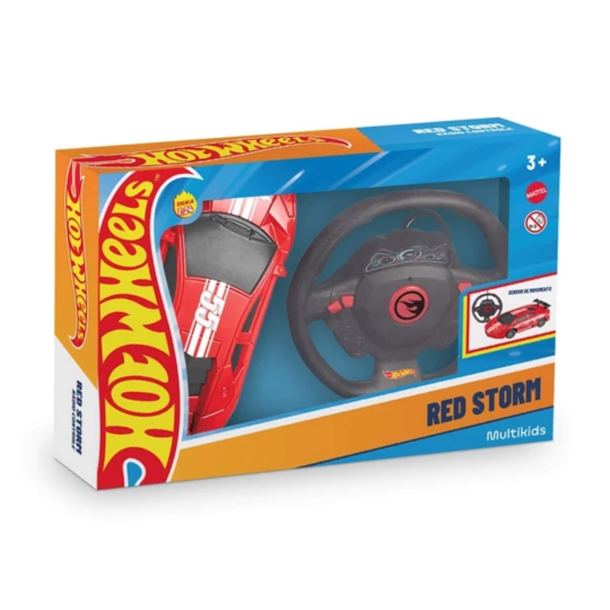 Carrinho de Controle Remoto 4 Canais Hot Wheels 1:24 Vermelho Multikids - BR2471