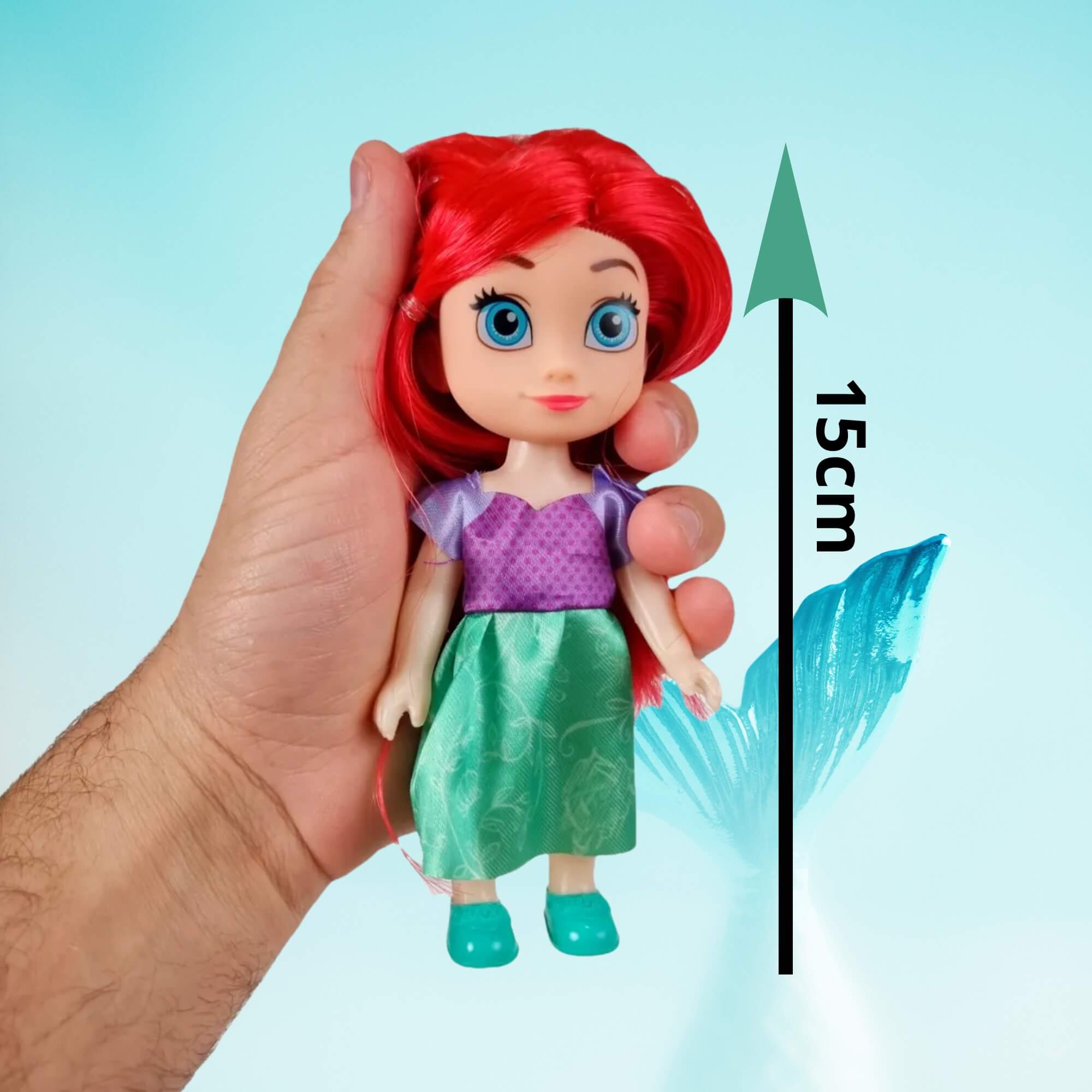 Brinquedo Infantil Mini Boneca Princesa Ariel A Pequena Sereia 15cm +3 Anos Etitoys - YD-830