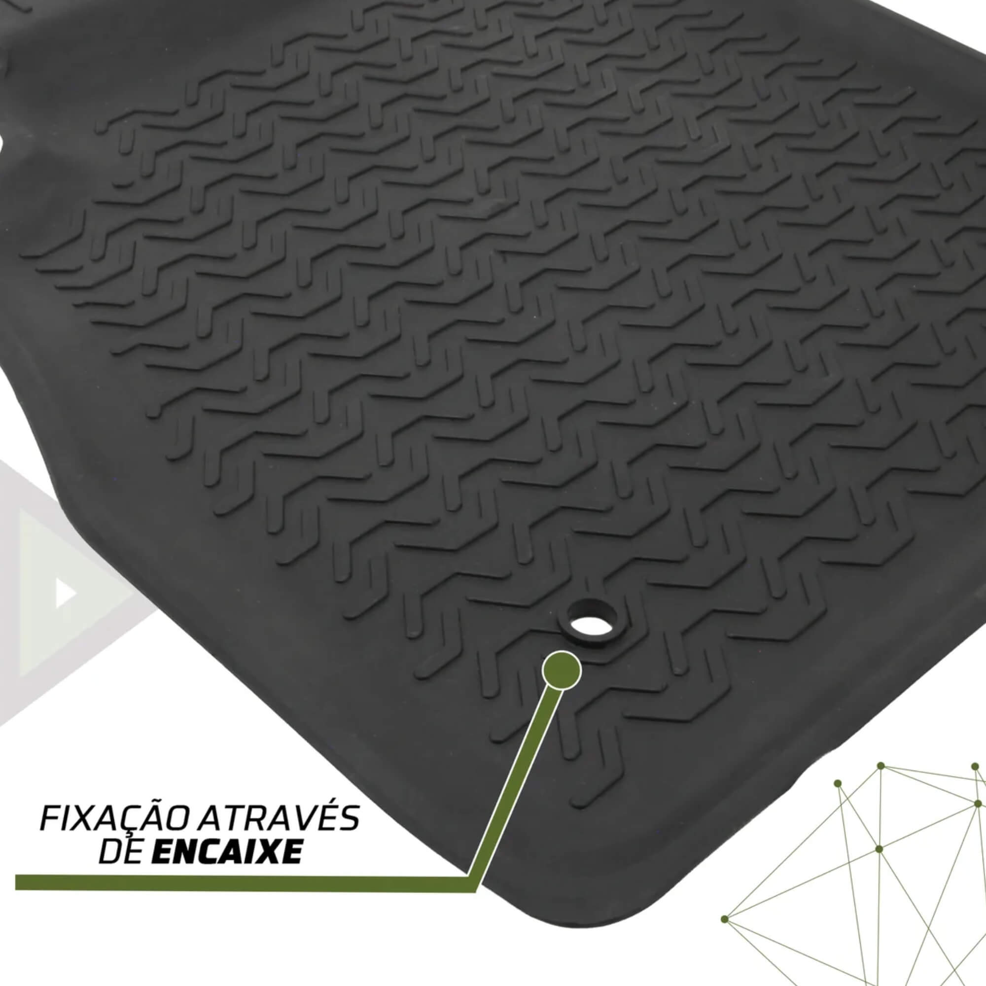 COMP Kit Automotivo Kicks 16: Tapete Bandeja Preto 5 Peças + Soleira Adesiva Proteção 4 Portas