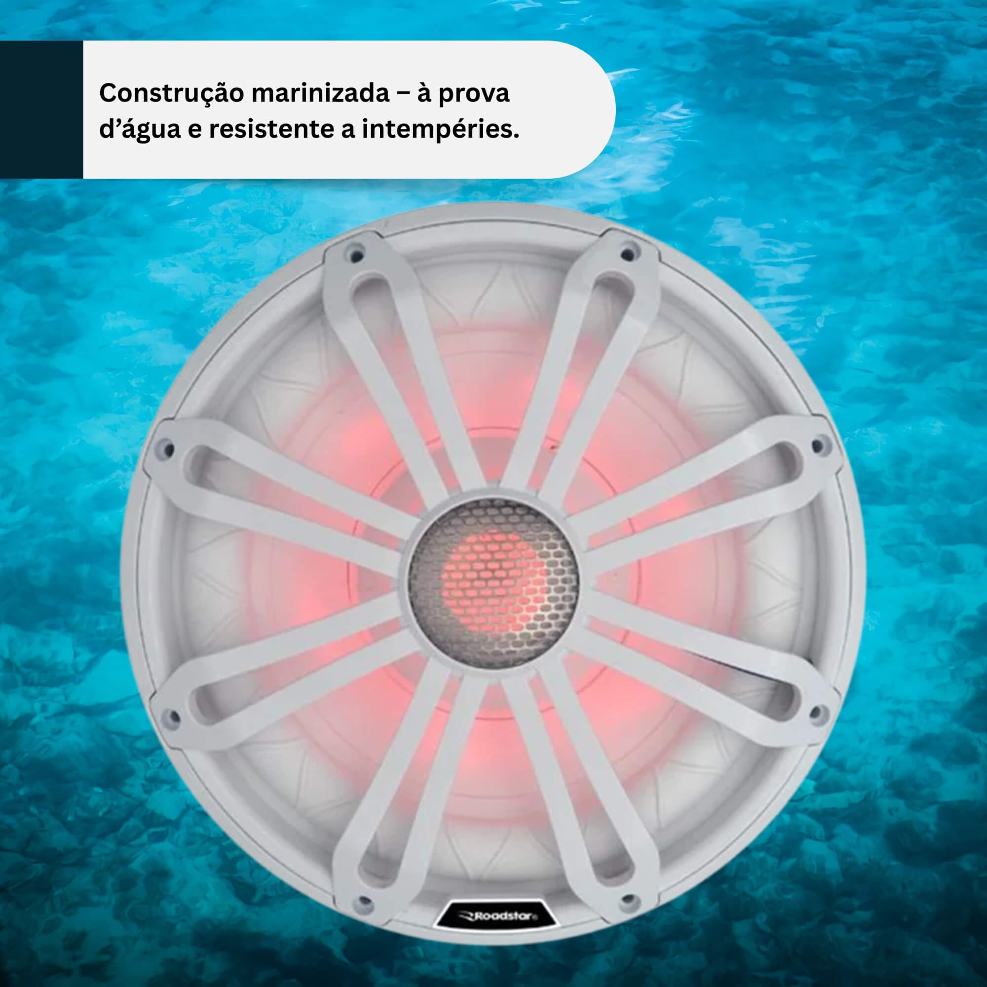 COMP Kit Marinizado: 2 Pares de Alto Falantes Quadriaxial + Amplificador 1200W + Alto Falante 8"