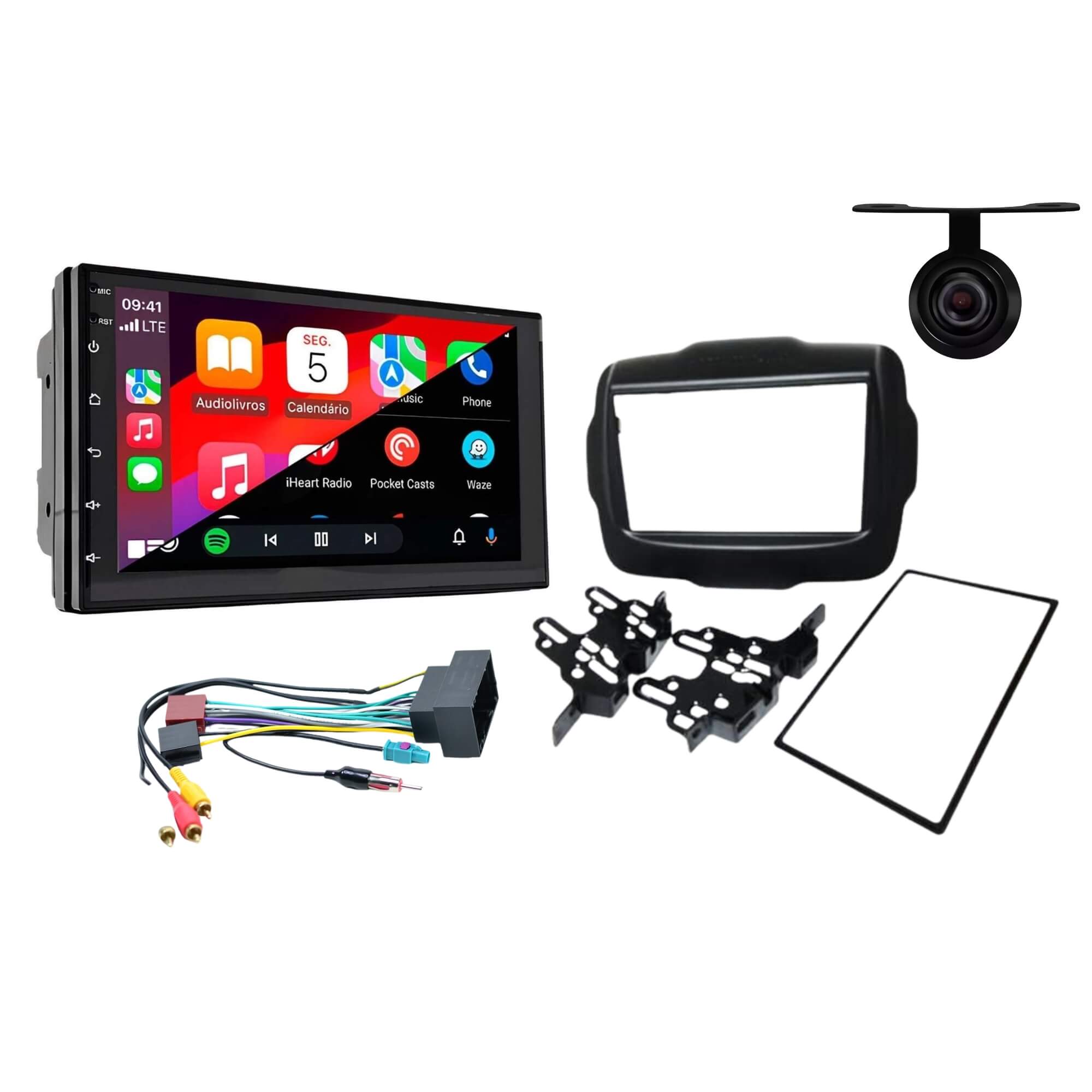 COMP Kit Multimidia Renegade 7 Polegadas QLED Carplay e Android Auto Sem Fio - HT-9760CA