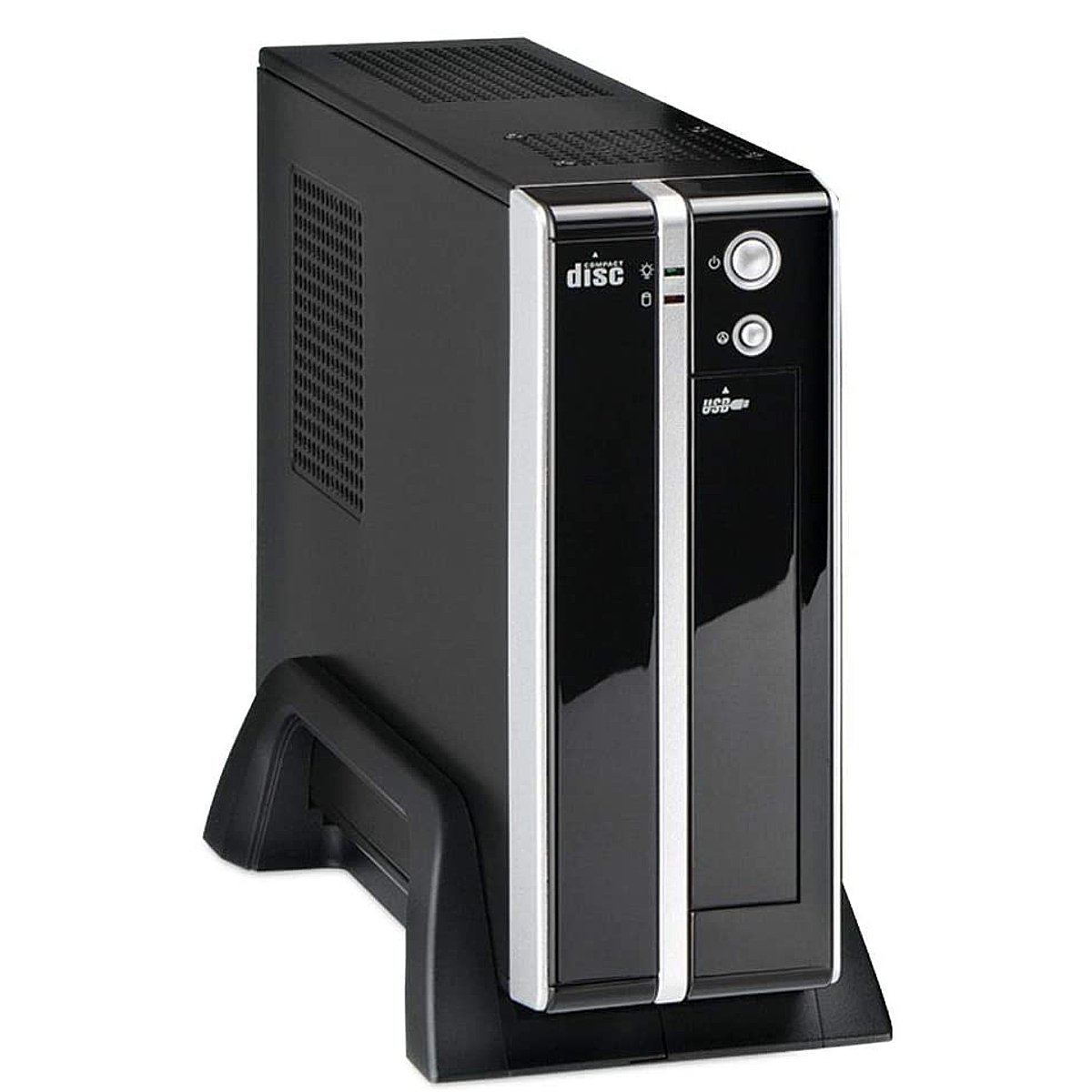 Gabinete Mini ITX + Fonte 180W Preto/Prata Design Compacto Home Theater Ampla refrigeração - K-Mex GI-9E89