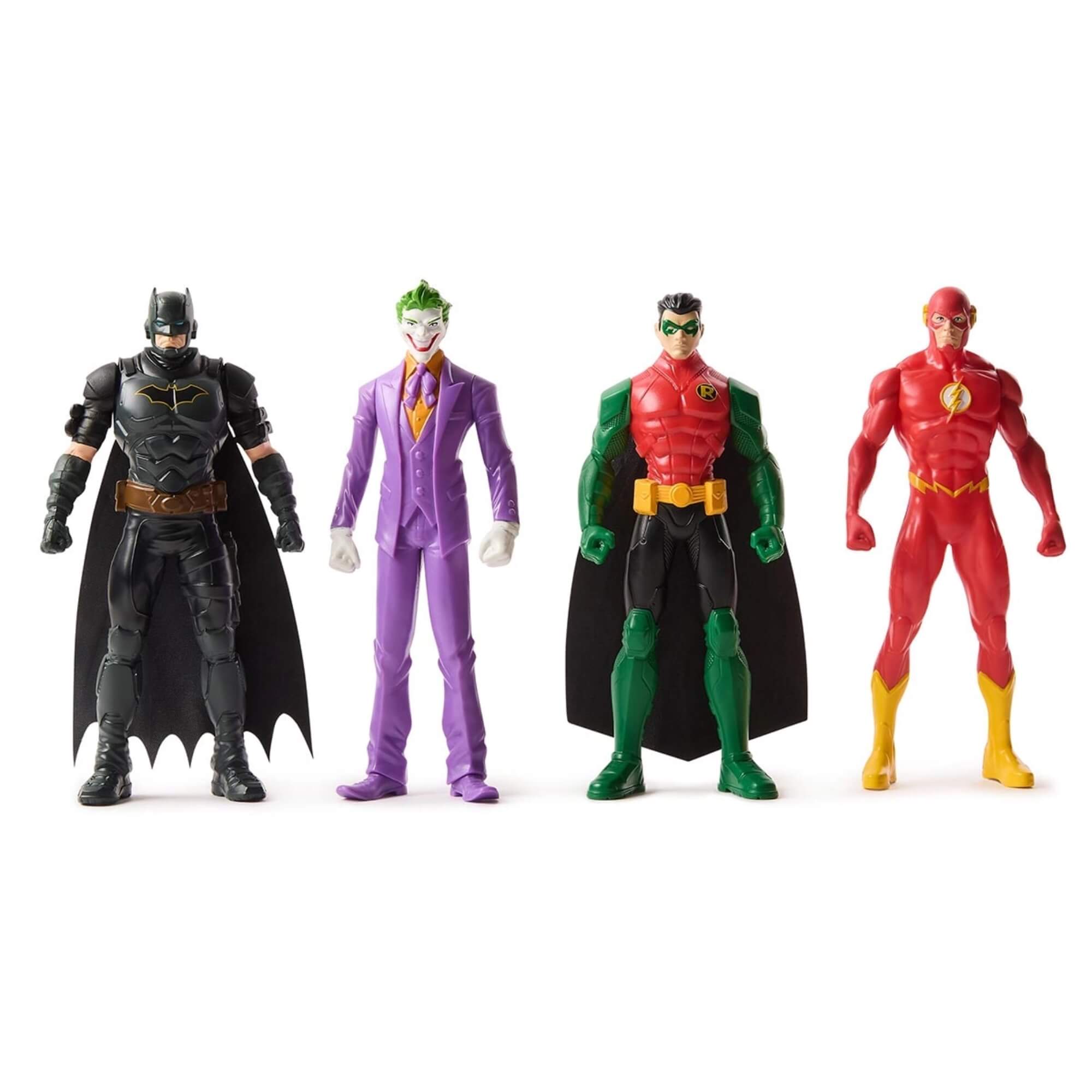 Brinquedo Infantil 4 Bonecos Colecionáveis DC Coringa, Robin, Batman e Flash 15Cm Sunny - 004180