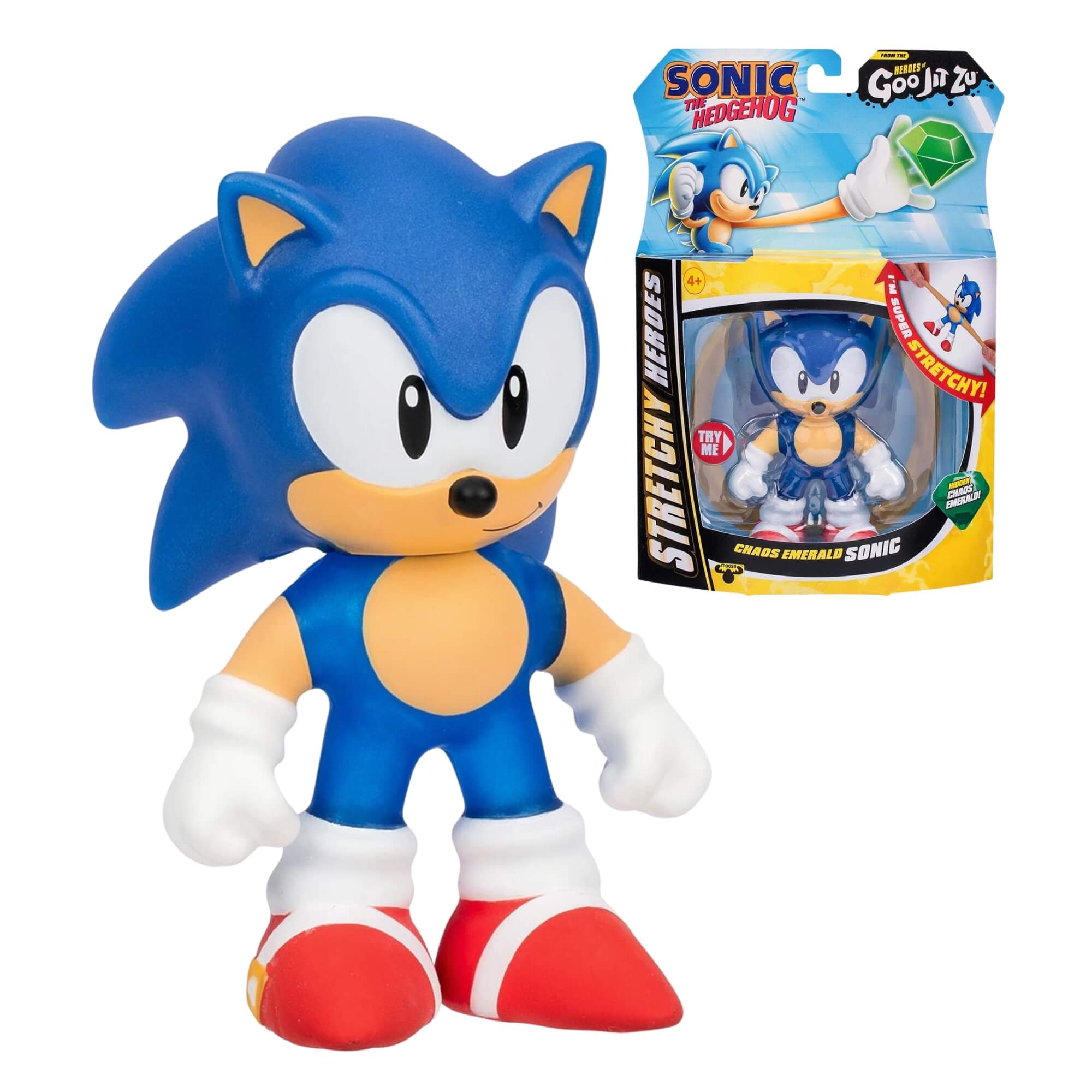 Brinquedo Infantil Sonic de 13cm com Esmeralda do Caos - Goo Jit Zu Sunny - 004498