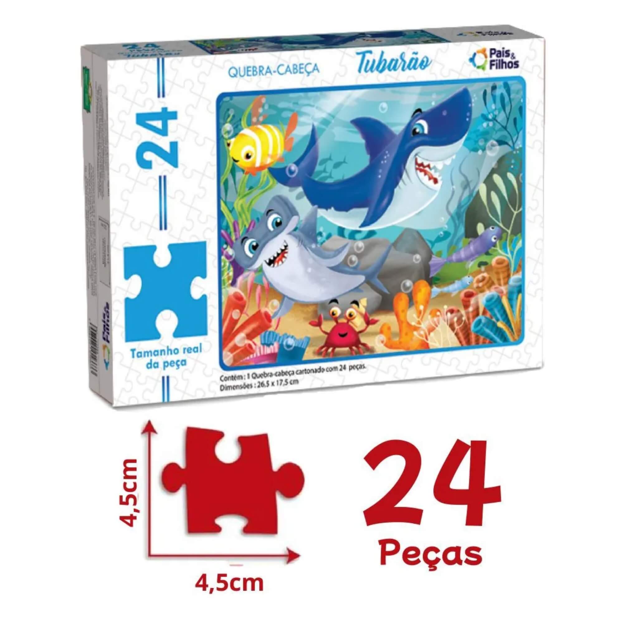 Quebra Cabeça Tubarão 24 Peças Pais e Filhos - 0998-1