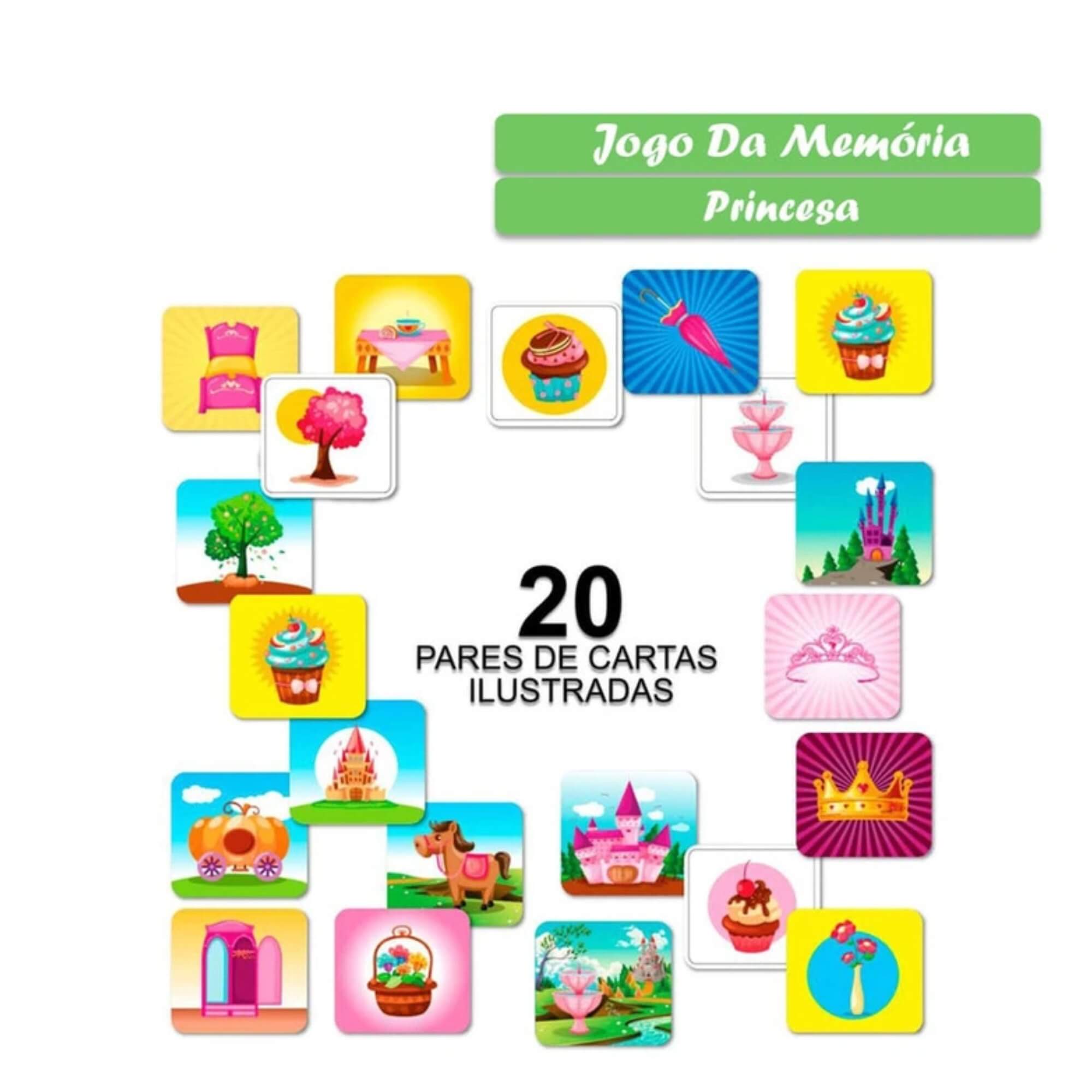 Jogo da Memória Educativo Princesas 40 Peças Pais e Filhos - 2824-1