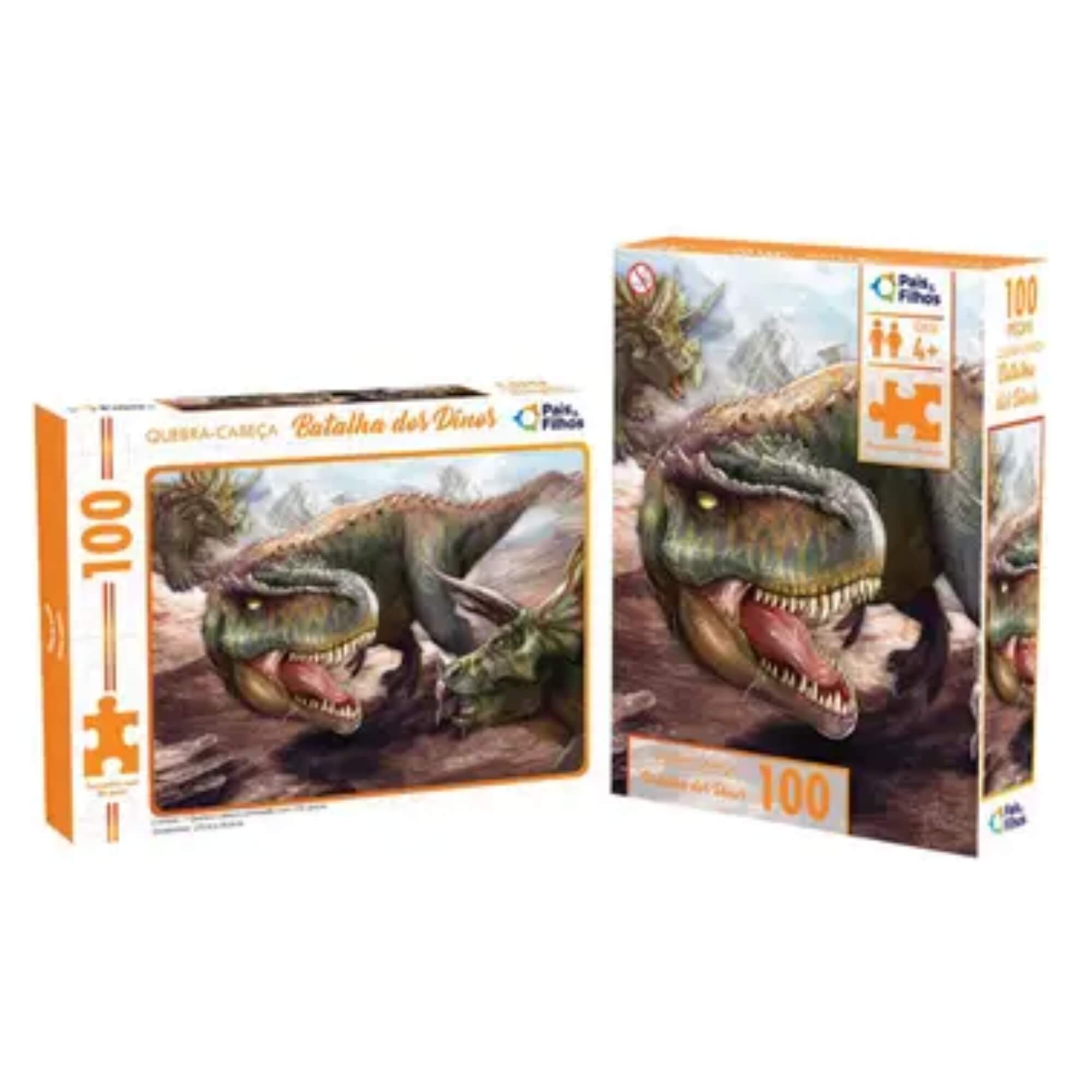 Quebra-Cabeça 100 Peças Batalha dos Dinos Pais e Filhos - 791660-1