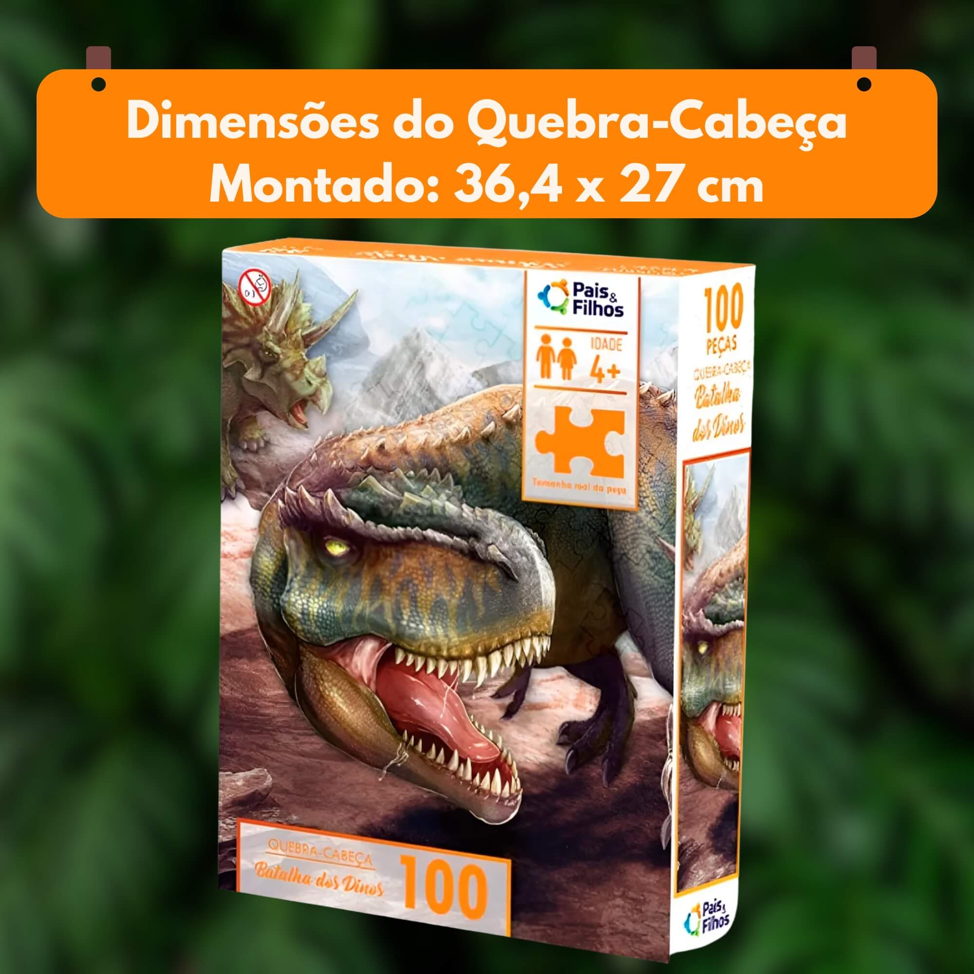 Quebra-Cabeça 100 Peças Batalha dos Dinos Pais e Filhos - 791660-1