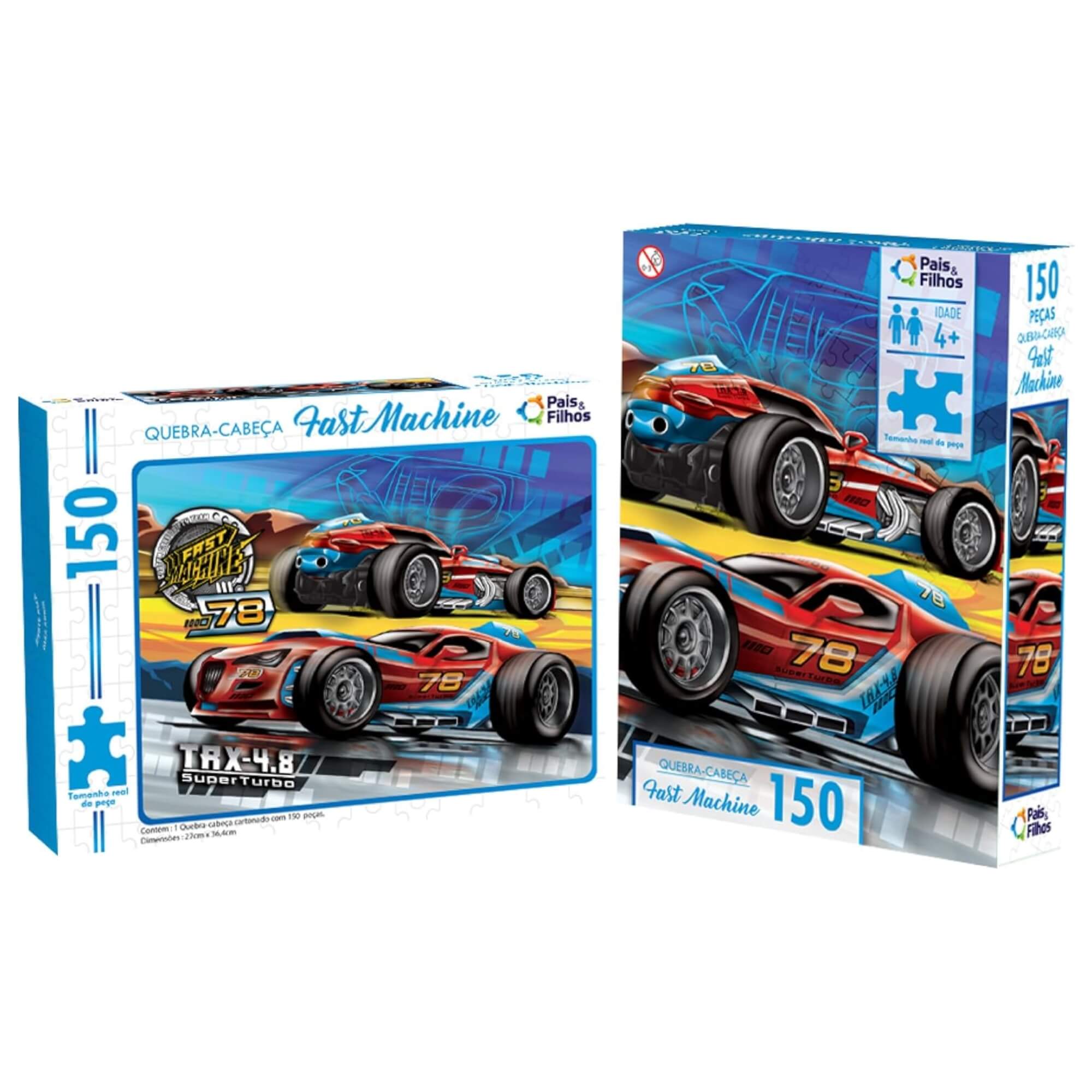 Quebra-Cabeça 150 Peças Fast Machine Carro de Corrida Pais e Filhos - 791661-1