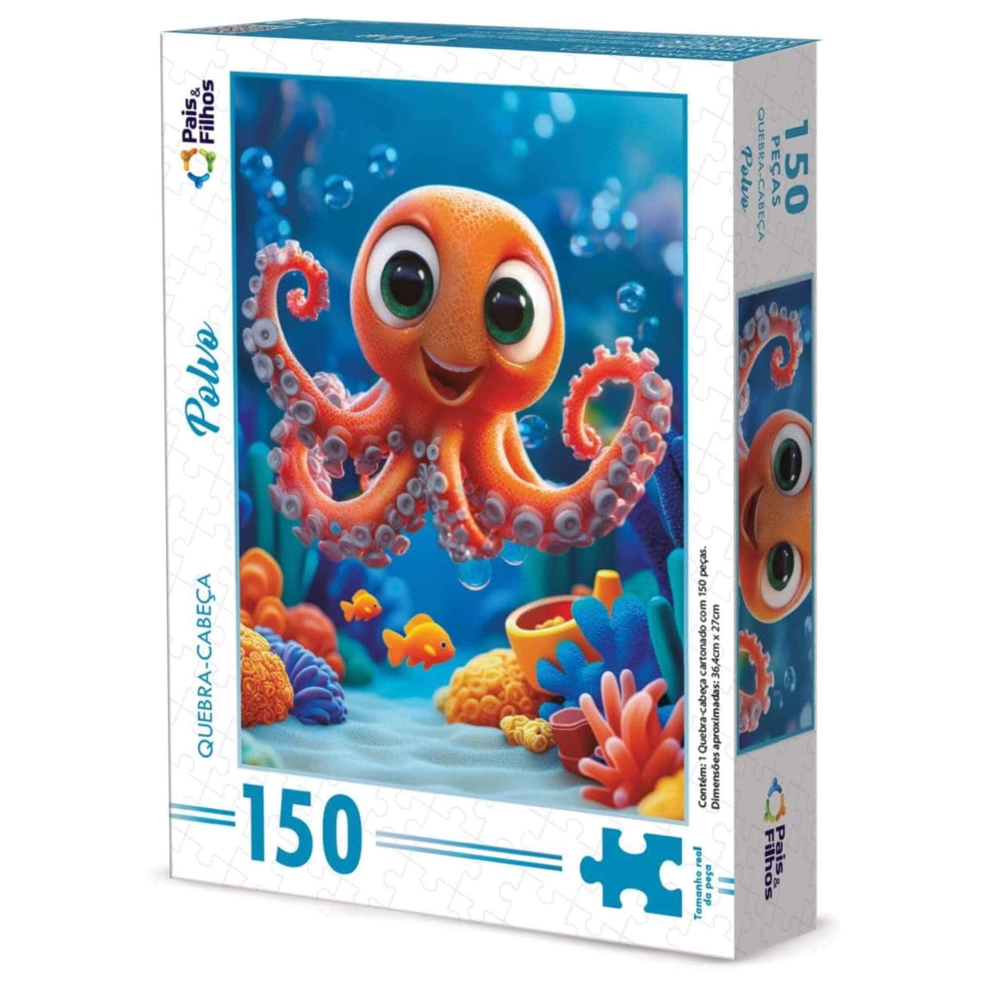 Quebra-Cabeça 150 Peças Polvo Oceano Infantil Pais e Filhos - 793009-1