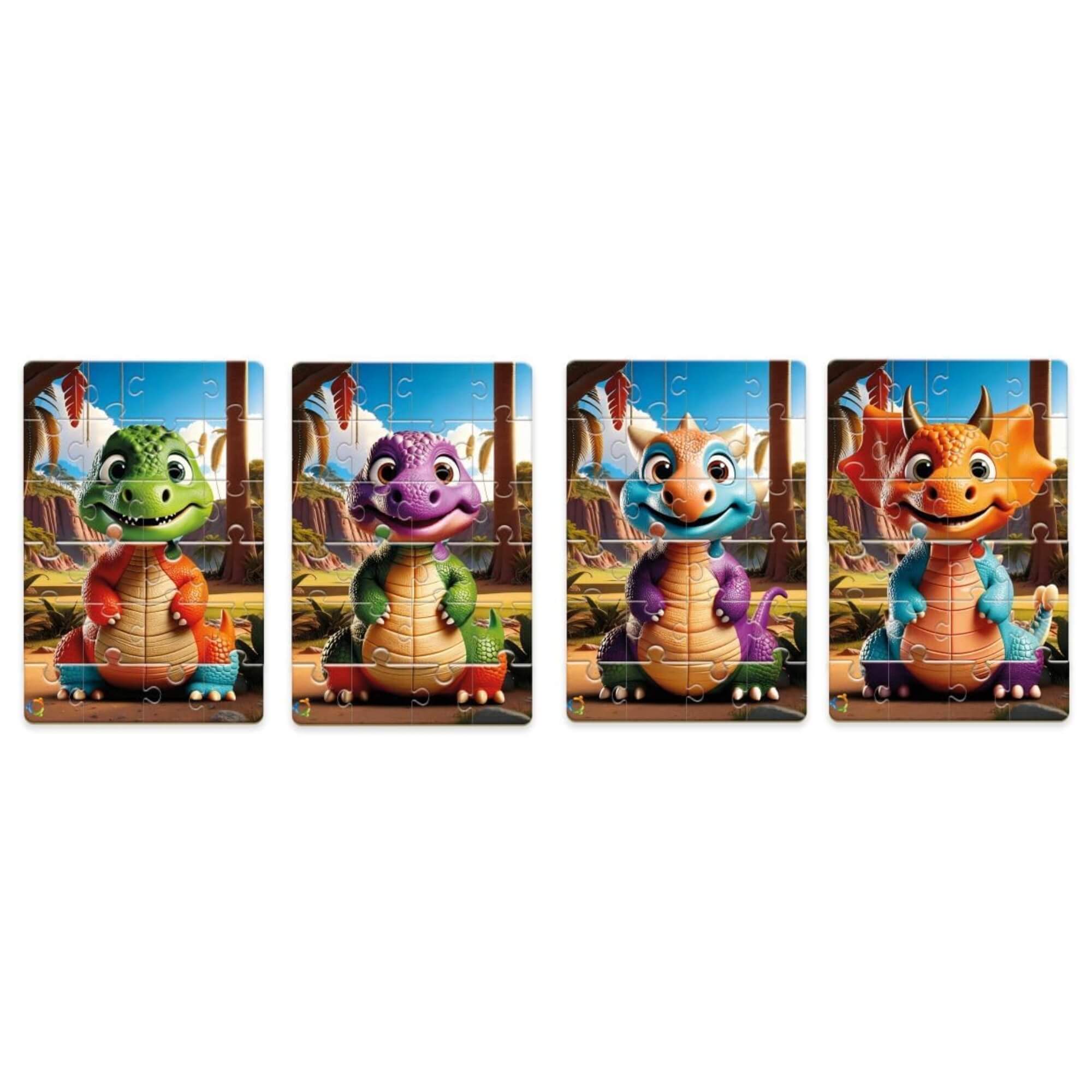 4 Quebra-Cabeças de 24 Peças Cada Dino Mix Pais e Filhos - 793016-1