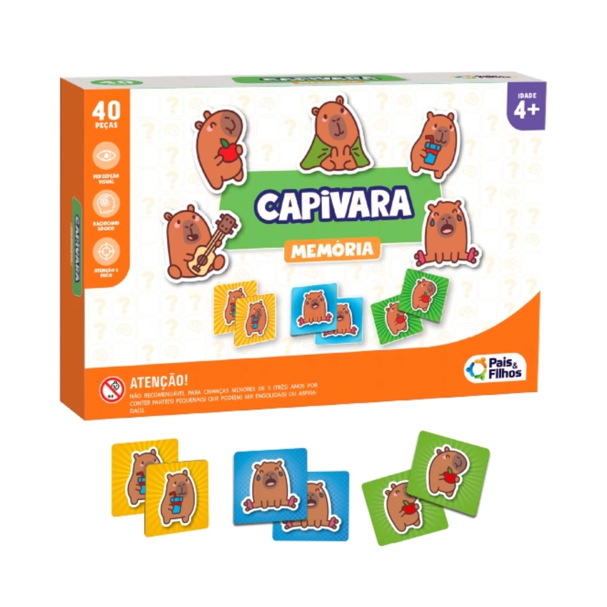Jogo da Memória Capivara 40 peças +4 Anos Pais e Filhos - 793121-1