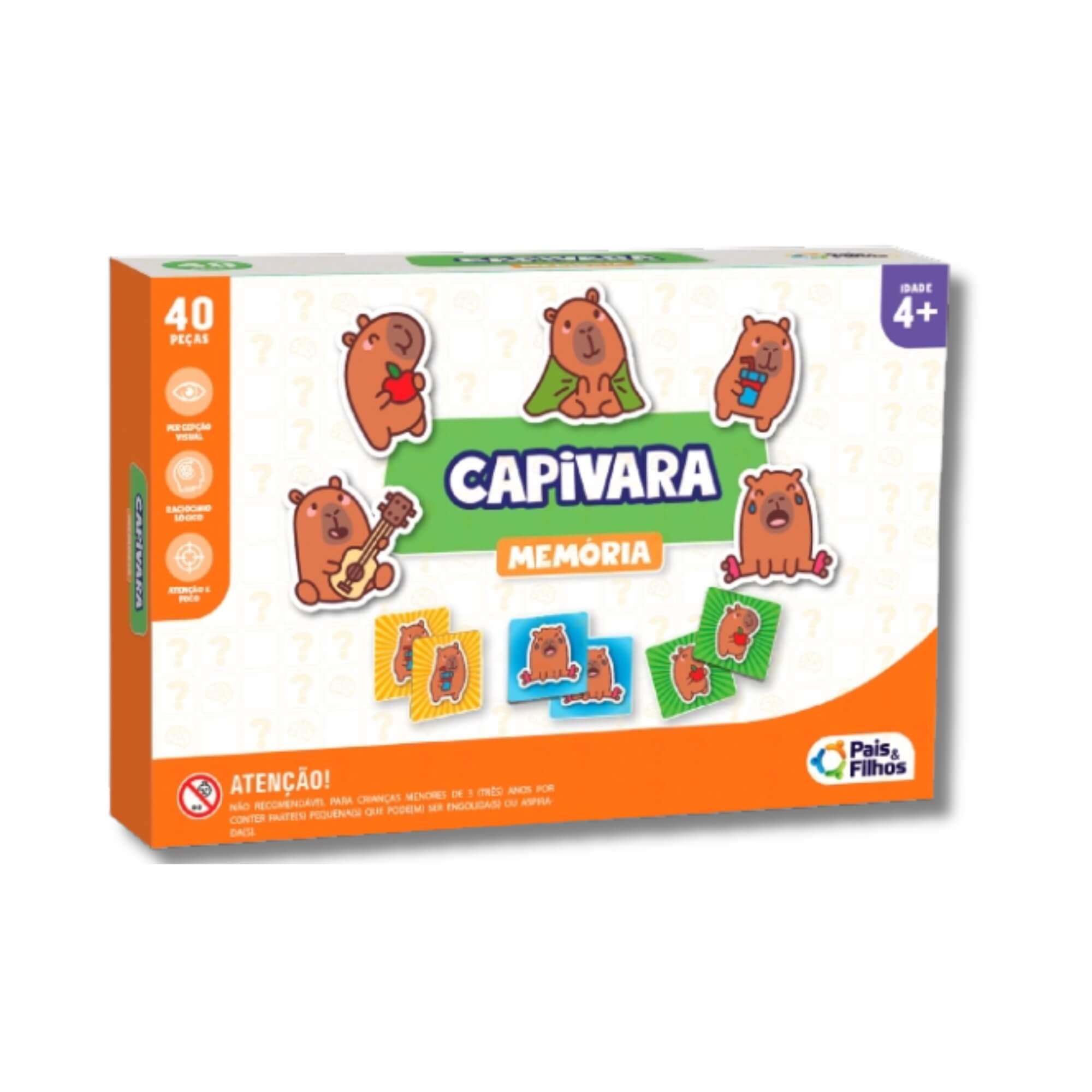 Jogo da Memória Capivara 40 peças +4 Anos Pais e Filhos - 793121-1
