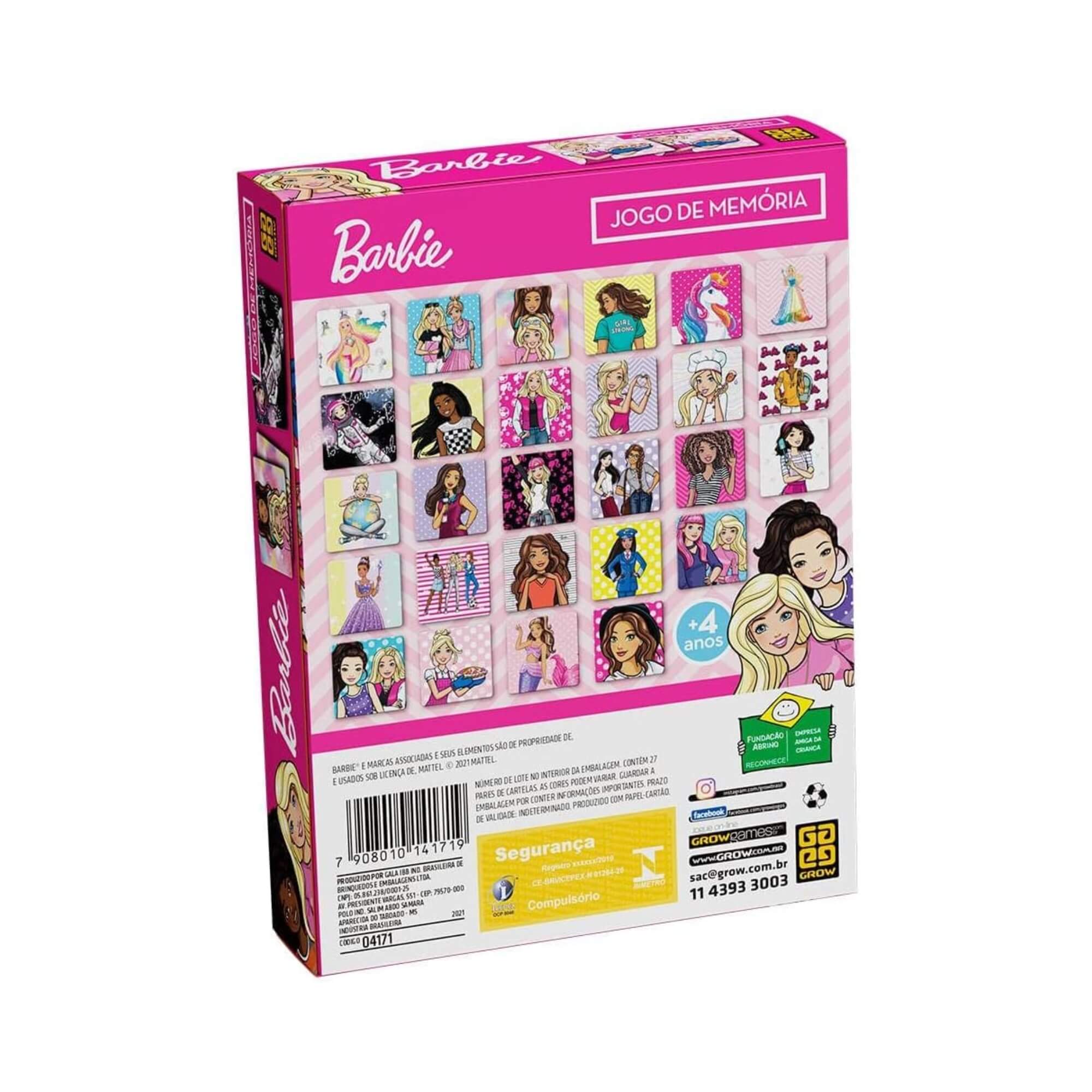 Jogo da Memória Barbie c/ 27 pares de Cartelas +4 Anos Grow - 04171
