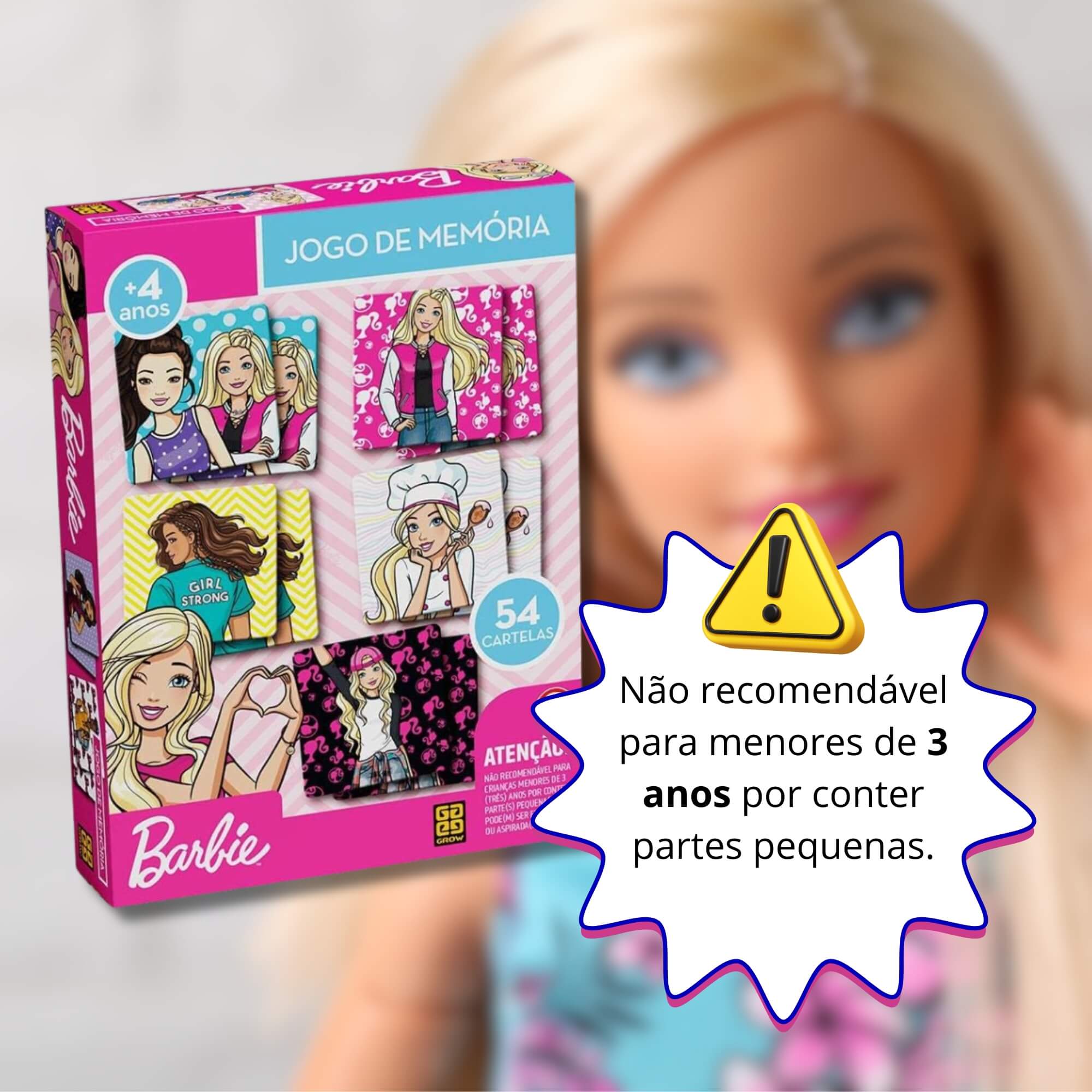 Jogo da Memória Barbie c/ 27 pares de Cartelas +4 Anos Grow - 04171
