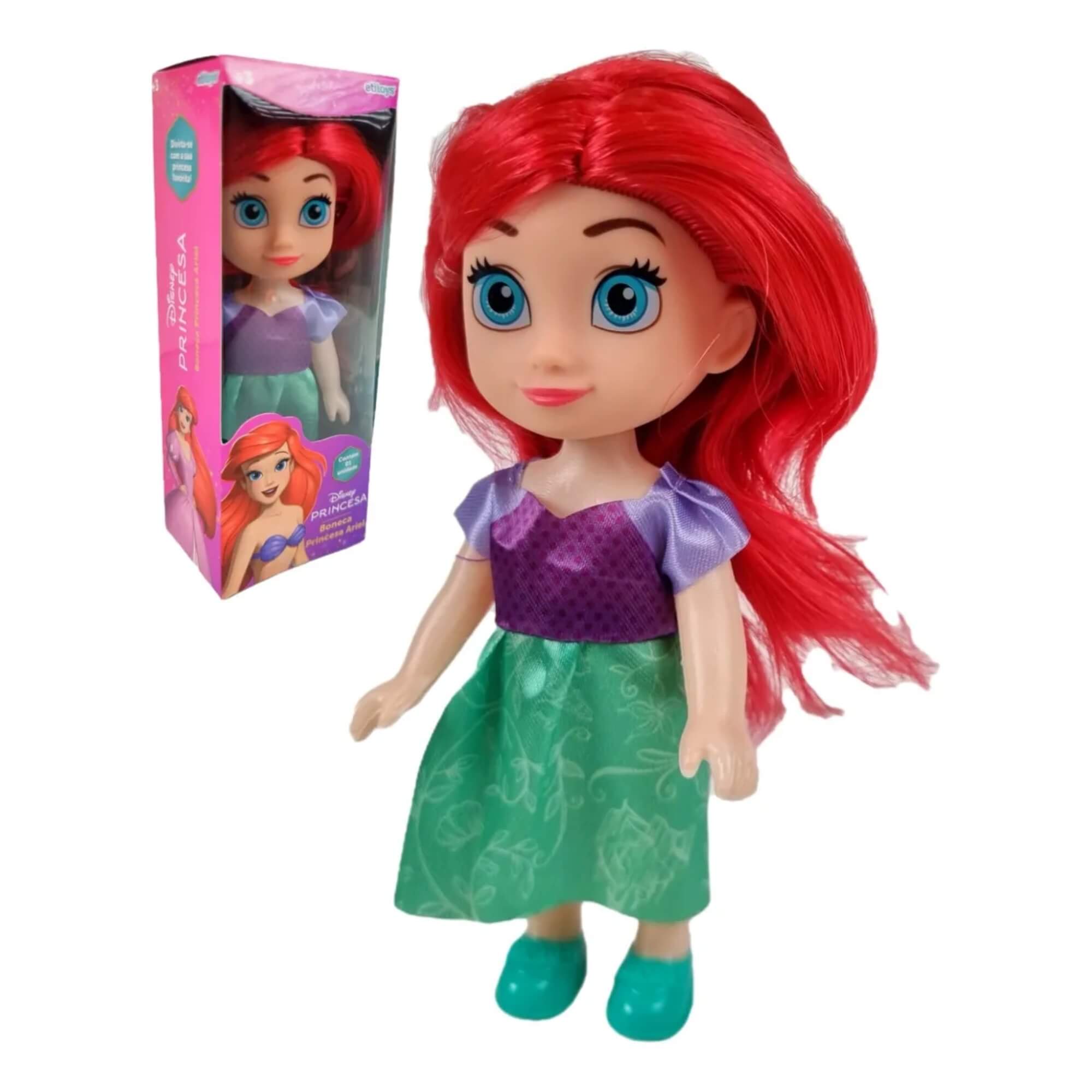COMP Kit Bonecas Disney Princesas 15cm: Ariel, Branca de Neve, Cinderela, Bela, Rapunzel e Moana
