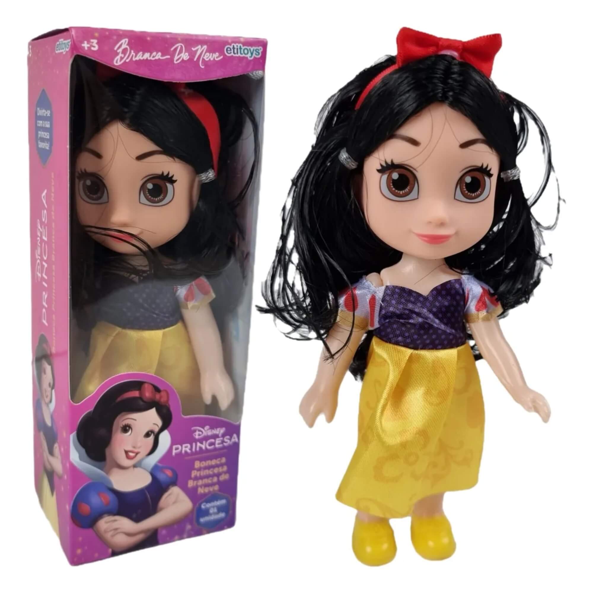 COMP Kit Bonecas Disney Princesas 15cm: Ariel, Branca de Neve, Cinderela, Bela, Rapunzel e Moana