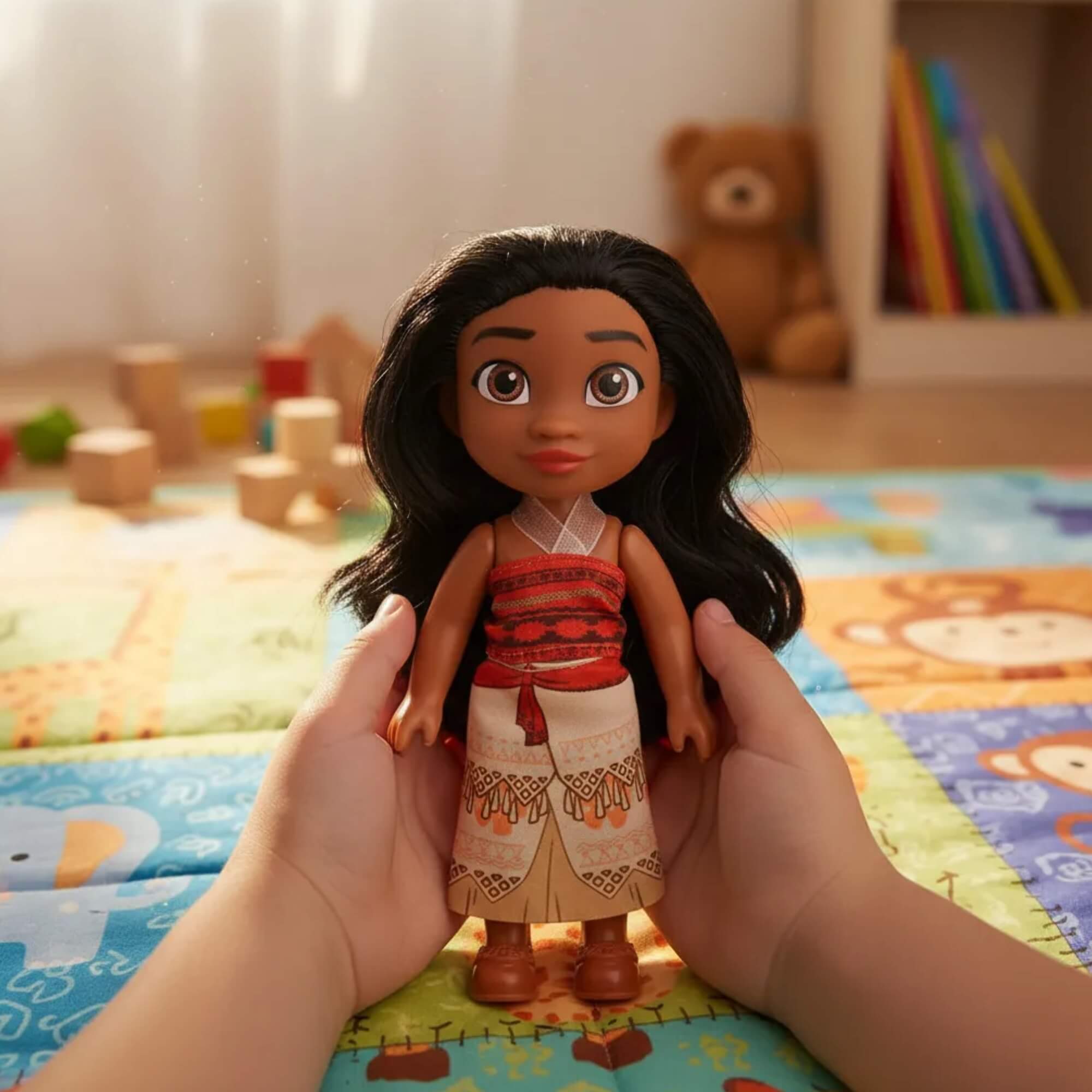 VAR Mini Boneca Princesa Disney 15cm: Ariel, Bela, Cinderela, Branca de Neve, Rapunzel ou Moana Personagem:Moana