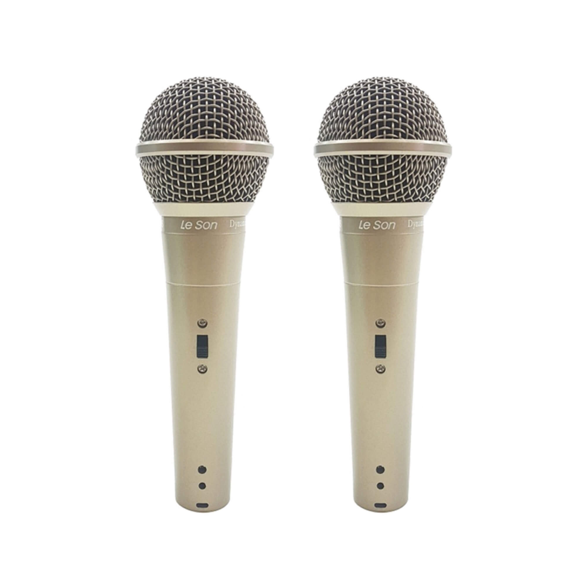 COMP Kit 2 Microfones Dinâmicos com Fio Champanhe LS-58 - Leson