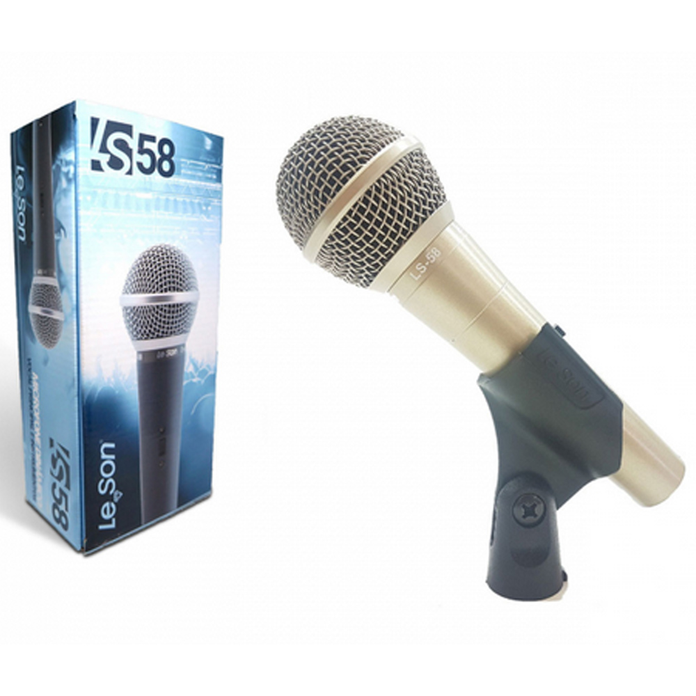 COMP Kit 2 Microfones Dinâmicos com Fio Champanhe LS-58 - Leson