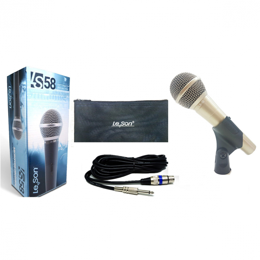 COMP Kit 2 Microfones Dinâmicos com Fio Champanhe LS-58 - Leson