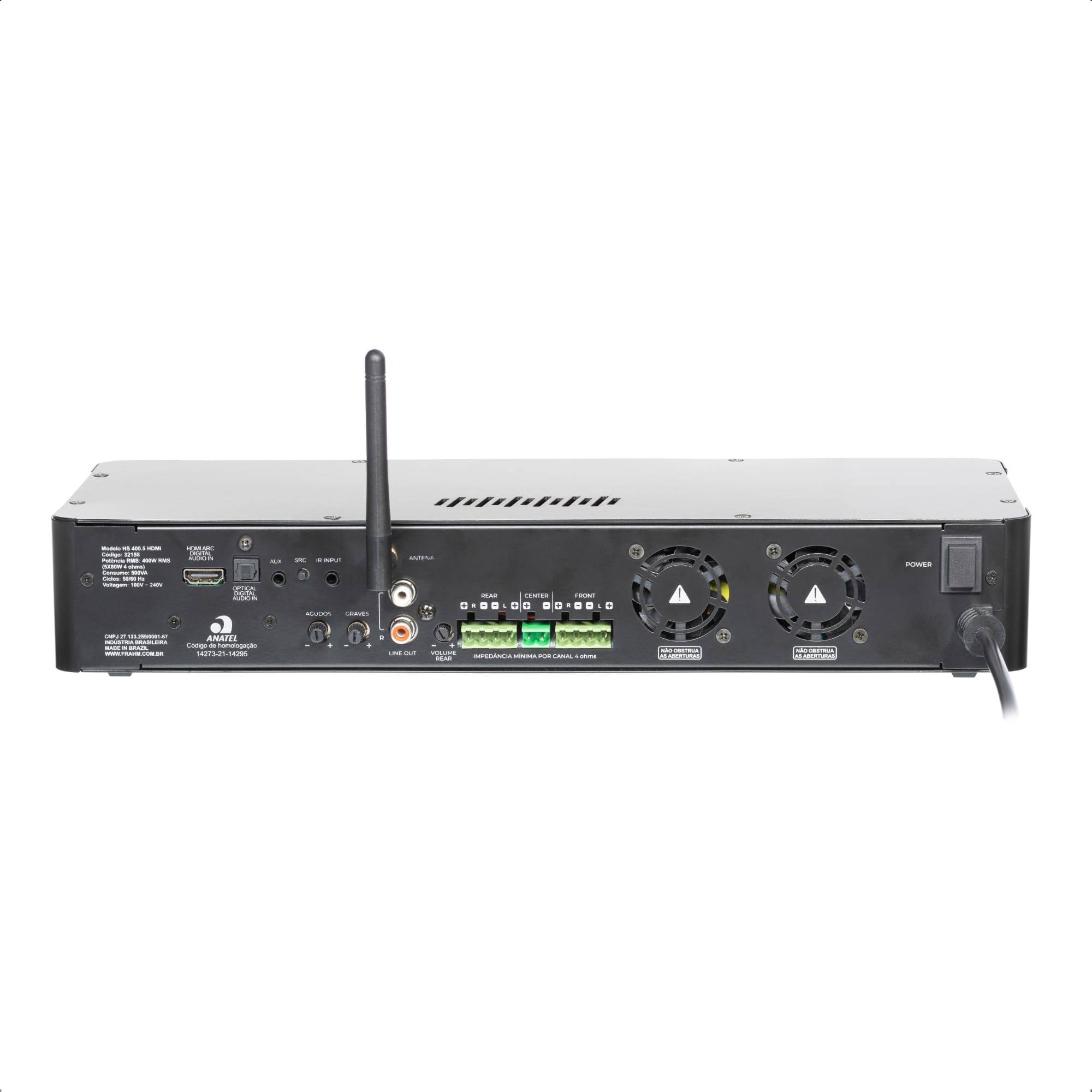 COMP Kit Frahm Home Sense – Subwoofer Premium 8" + 4 Arandelas 6" 100W + Amplificador HS 400.5 HDMI