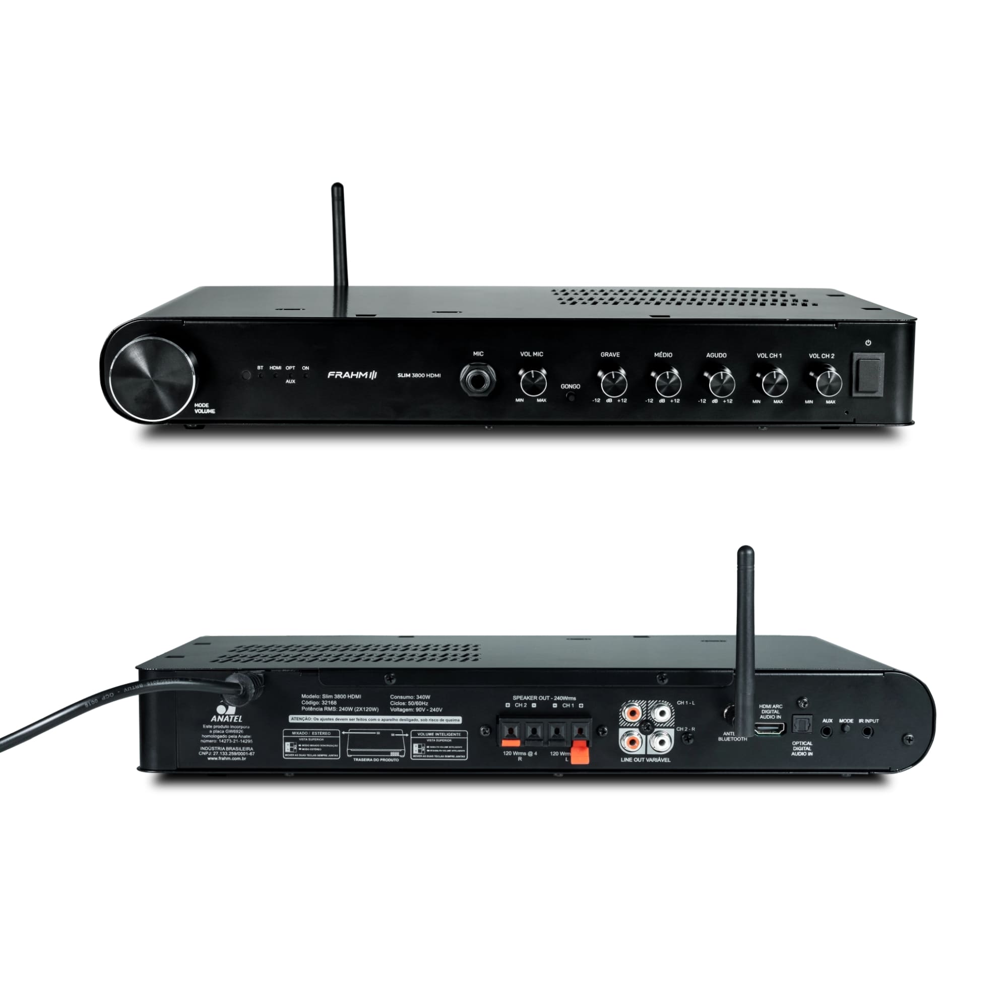 COMP Kit Subwoofer Premium Home Sense + Caixas HS 5" Outdoor + Amplificador Slim 3800 HDMI – Frahm