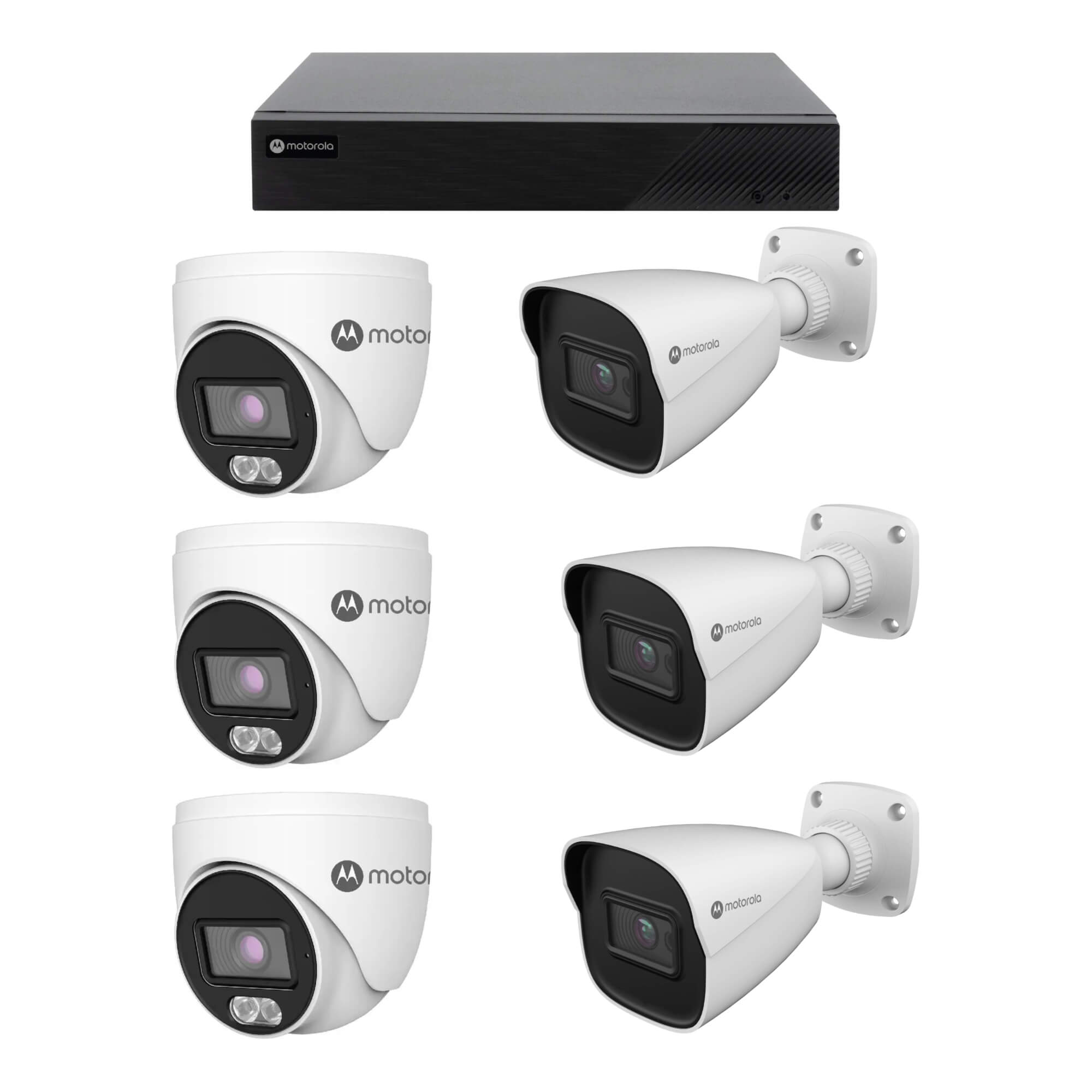 COMP Kit DVR 8 Canais 1080 Lite + 3 Câmeras IP Bullet 2MP + 3 Câmeras Dome Full Color Motorola