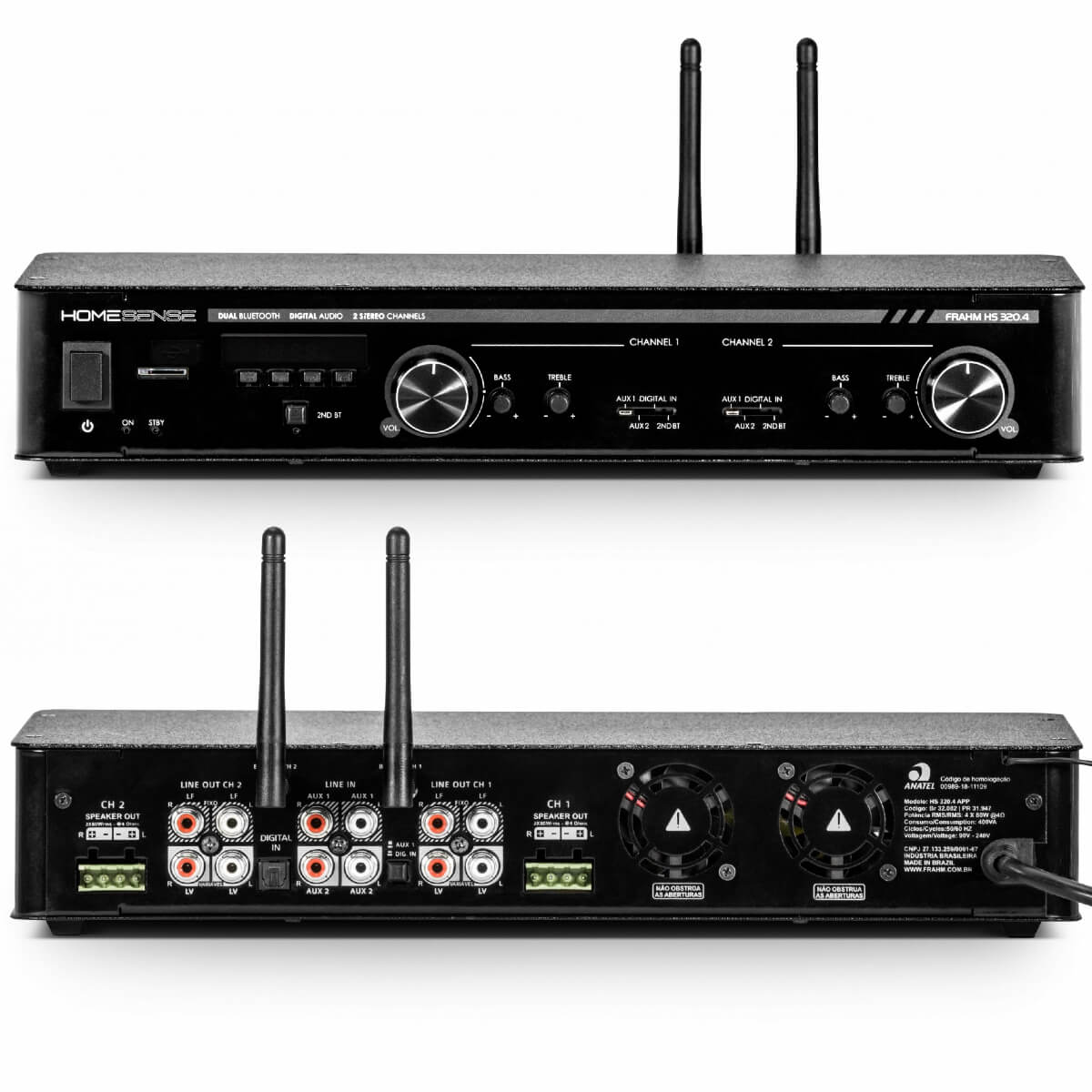 COMP Kit Subwoofer 8" + Amplificador Receiver + 2 Pares de Caixas Outdoor + 4 Arandelas  6" 100W