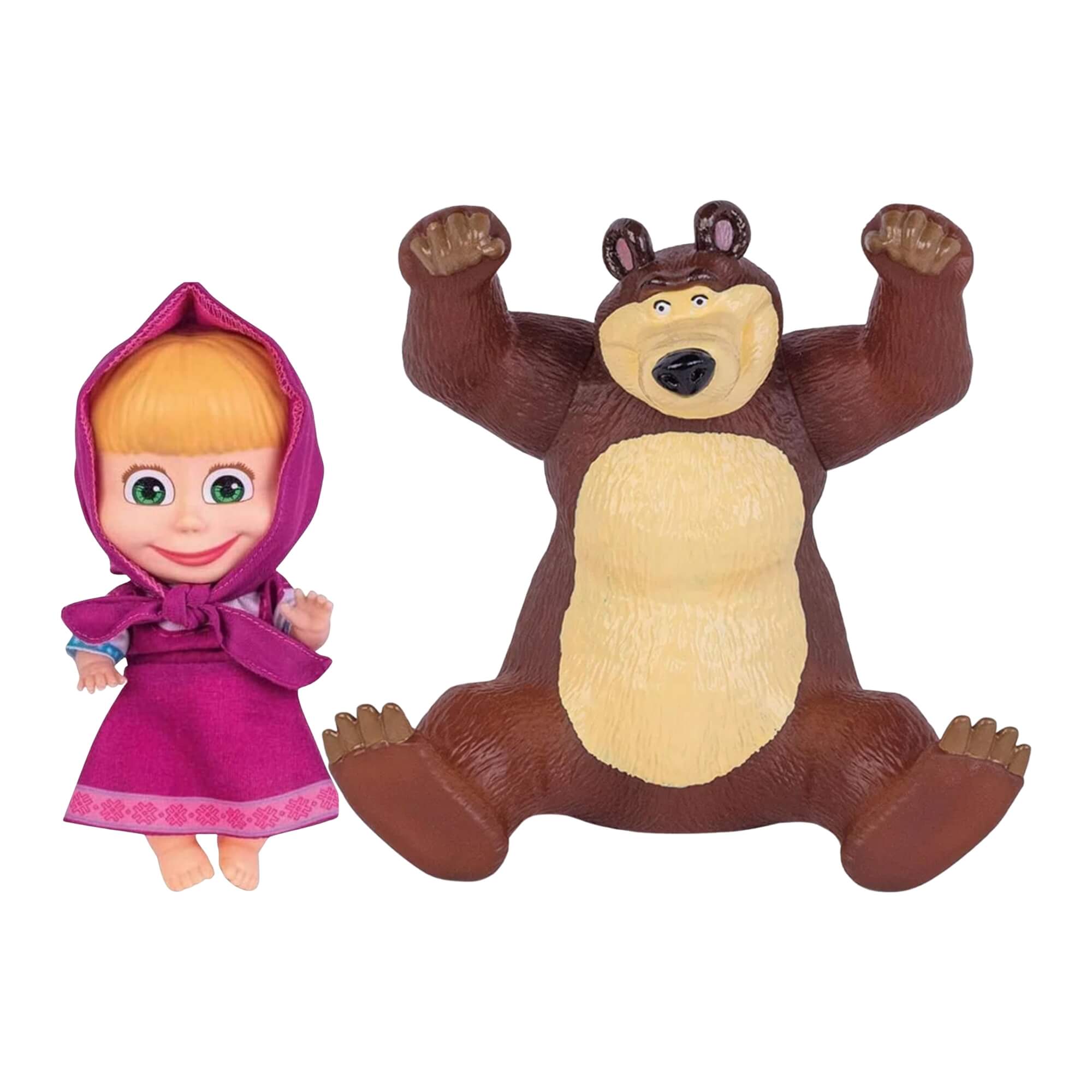 COMP Kit Brinquedos Infantis: Boneca Masha Articulada + Boneco Urso 18cm em Plástico Vinil