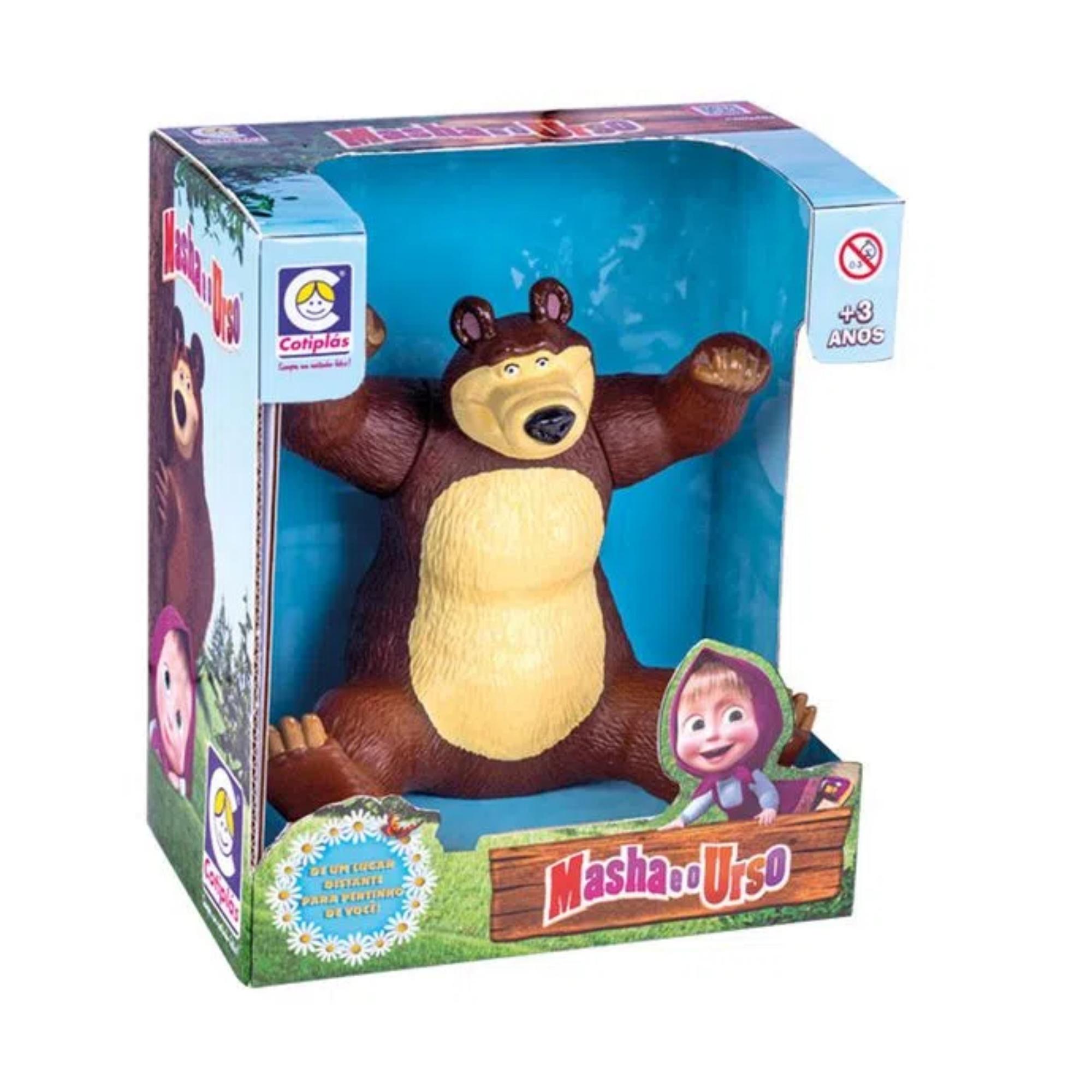 COMP Kit Brinquedos Infantis: Boneca Masha Articulada + Boneco Urso 18cm em Plástico Vinil