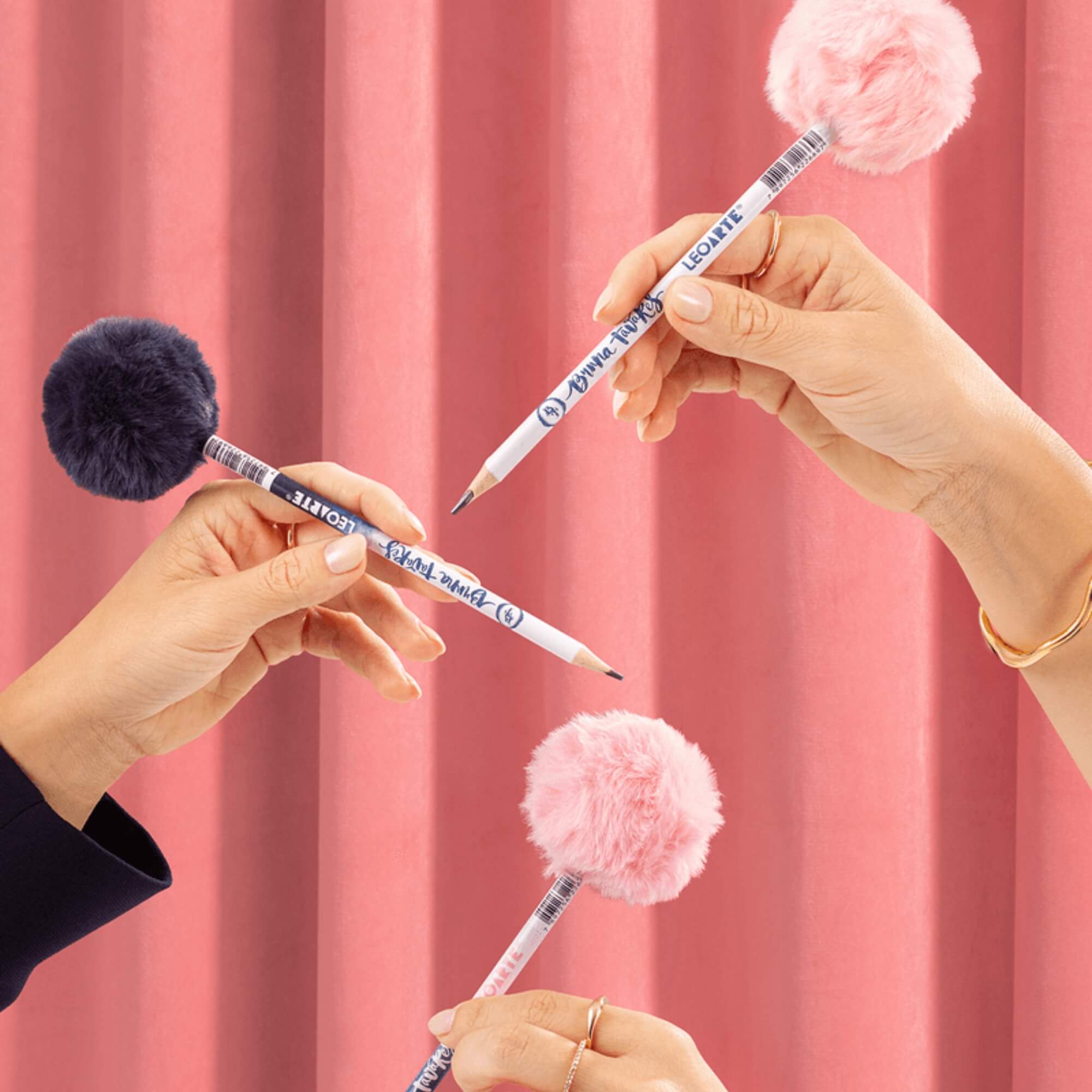 Lápis Grafite HB Resina com Pompom Bruna Tavares Pote com 24 Unidades Leoarte Leonora - 10569