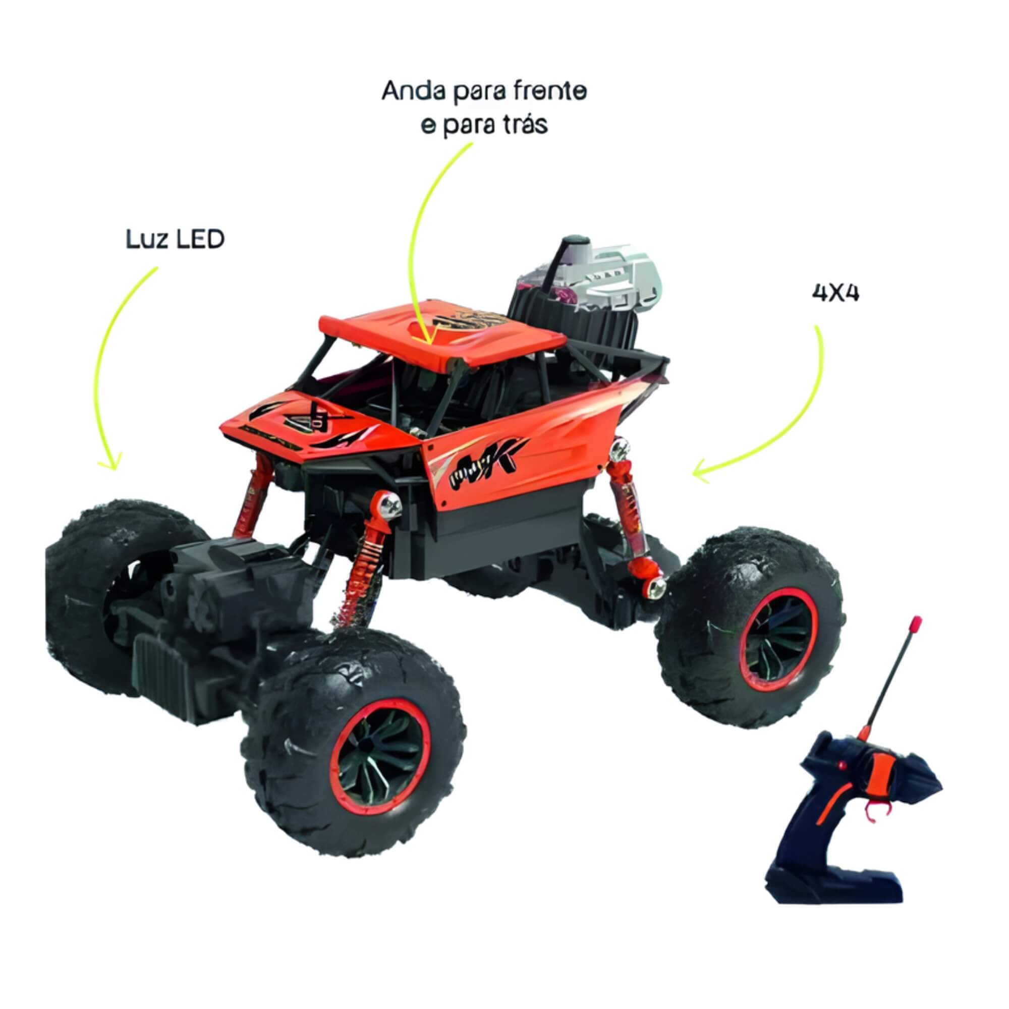 Carro de Controle Remoto Laranja Off Road 4x4 Zippy Toys - 11127