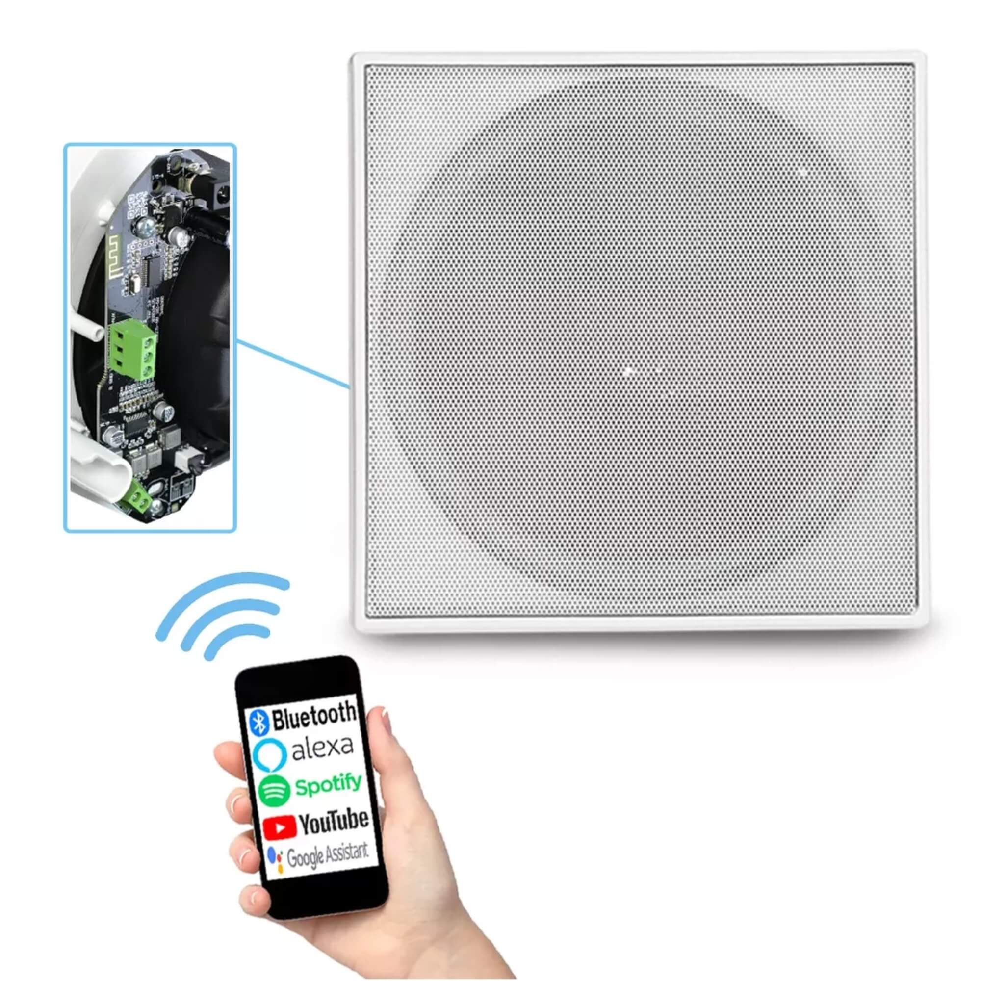 COMP Kit Quatro Arandelas Quadradas Brancas Ativas Tweeter 70W 8Ohms Bluetooth Bivolt - Orion