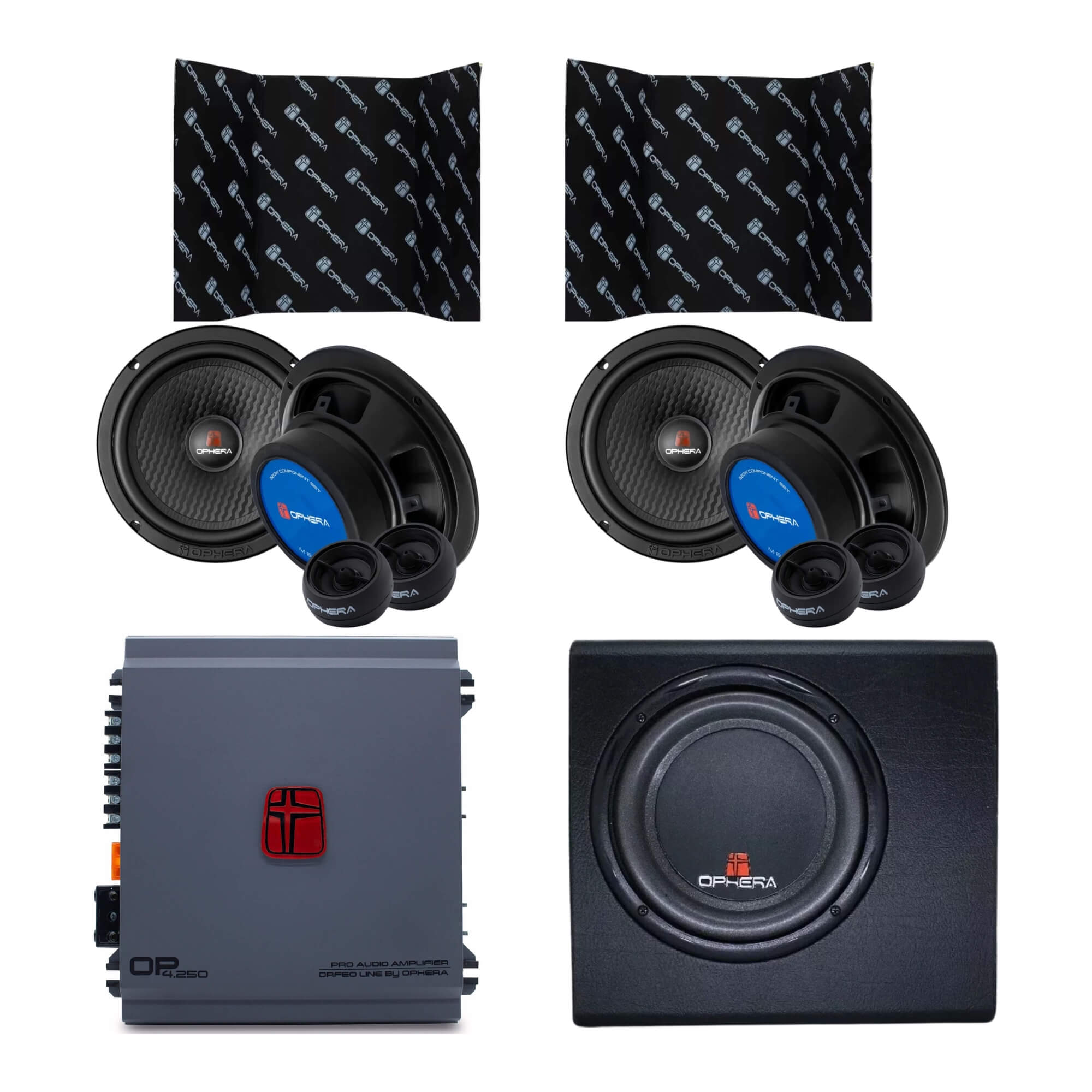 COMP Kit Manta Acústica 10 Folhas + 4 Alto Falantes 6" + Amplificador 4 Canais + Subwoofer 8" 200W