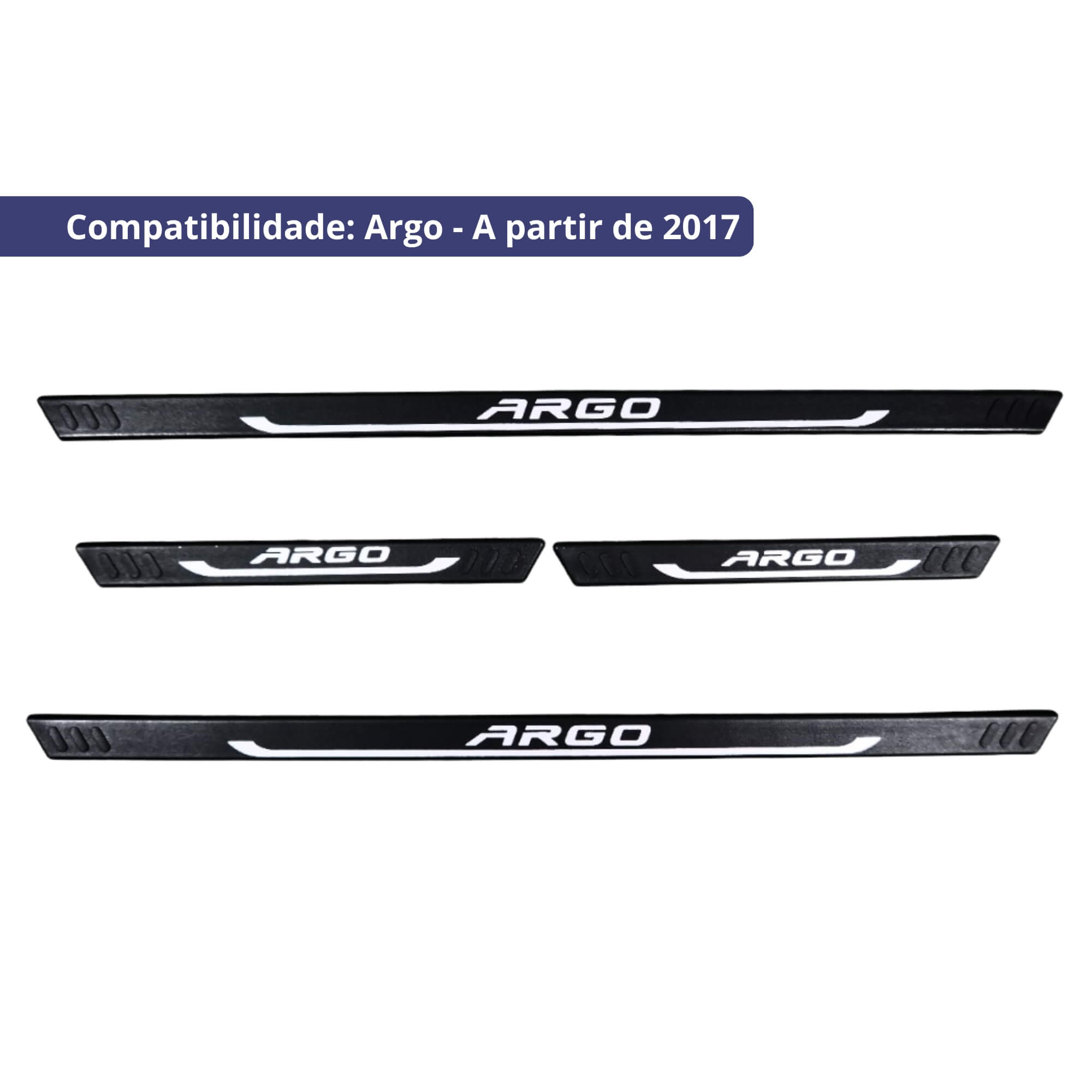 COMP Kit Protetor Essencial Fiat Argo 2017 em diante: Tapete Bandeja 4P + Soleira Preta 4P Grid