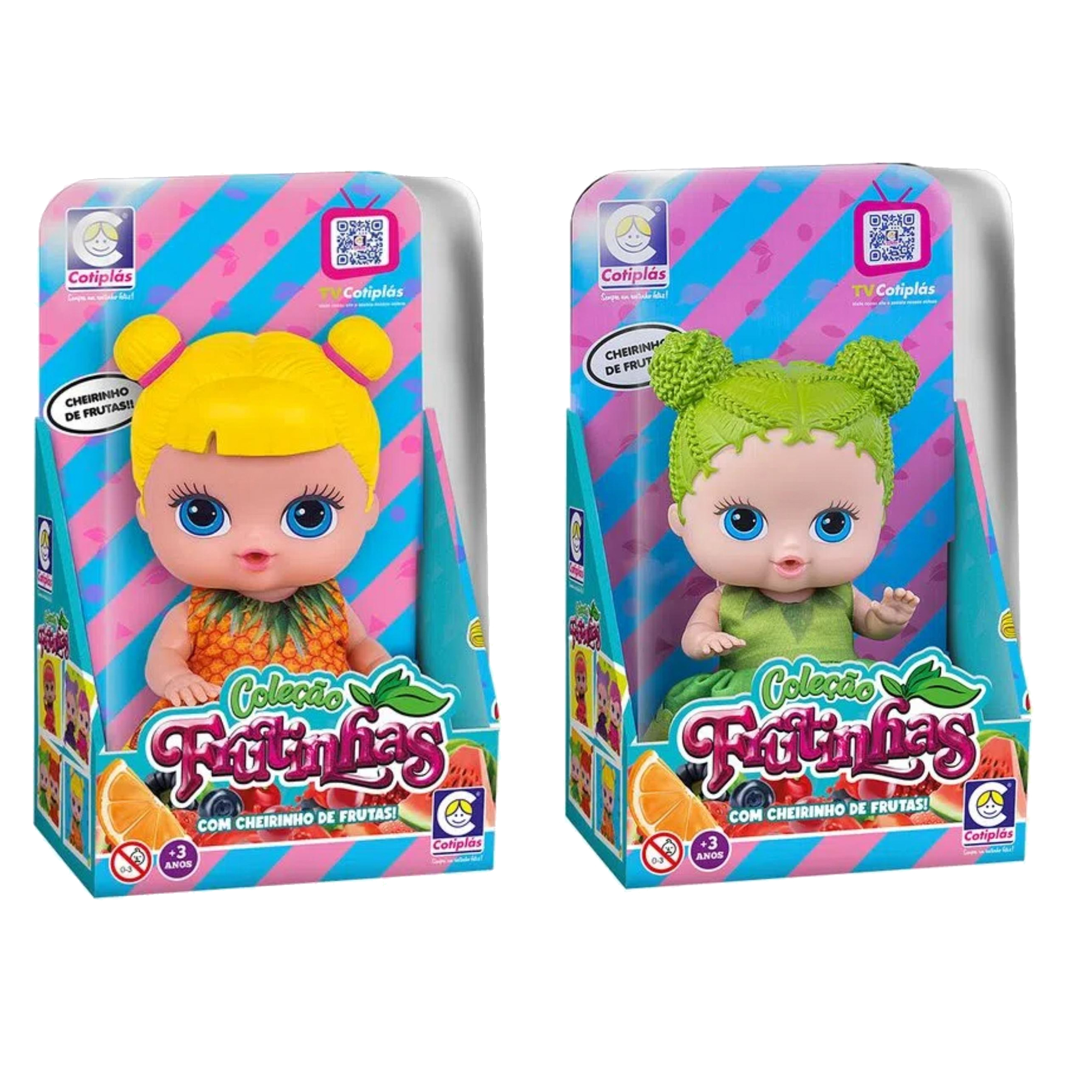 COMP Kit Brinquedo Infantil Bonecas Coleção Frutinhas Limão e  Abacaxi Blister c/ Cheirinho Cotiplas