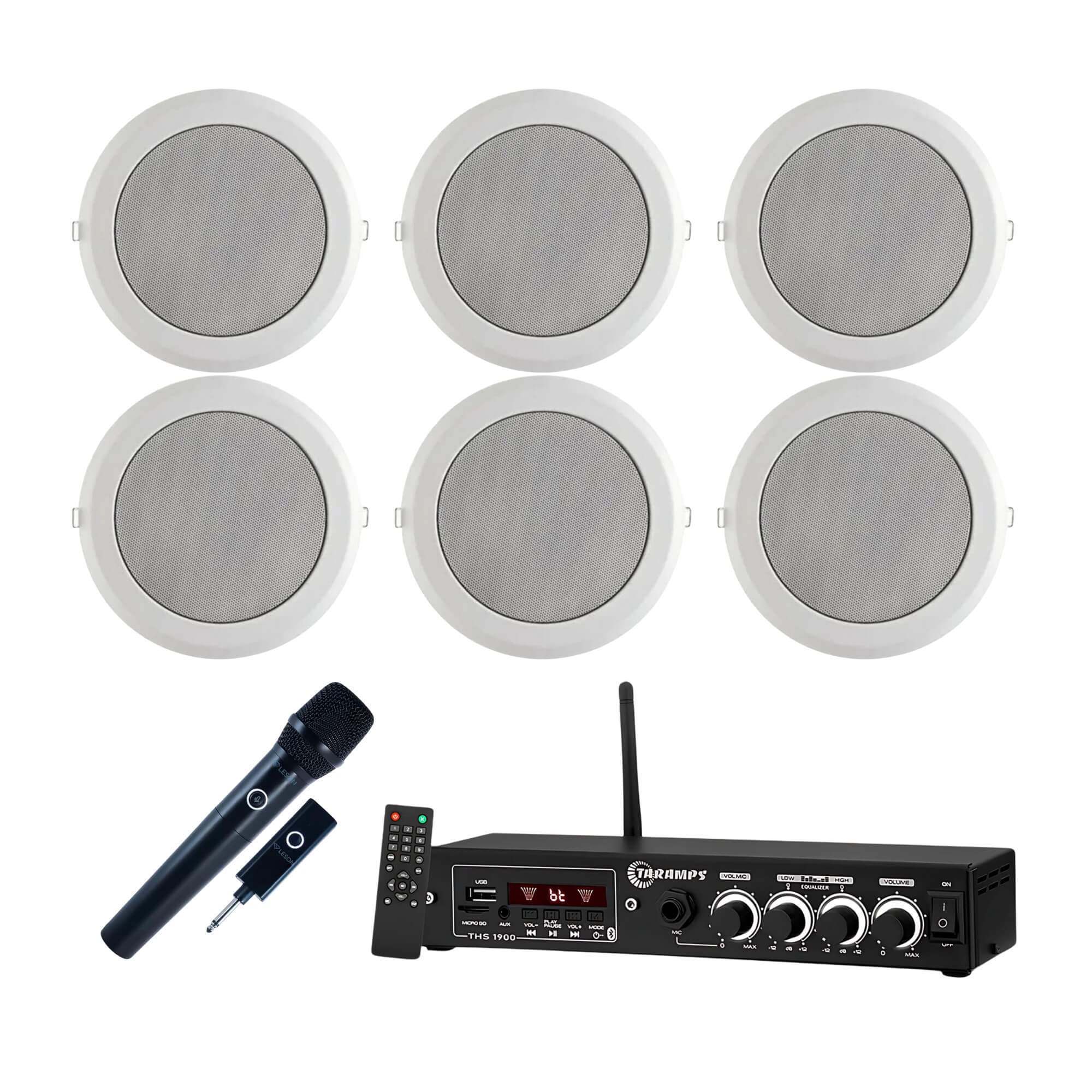 COMP Kit Som Ambiente com 3 Pares de Arandelas Leson LS78-AR + Microfone AR100 + Receiver THS1900