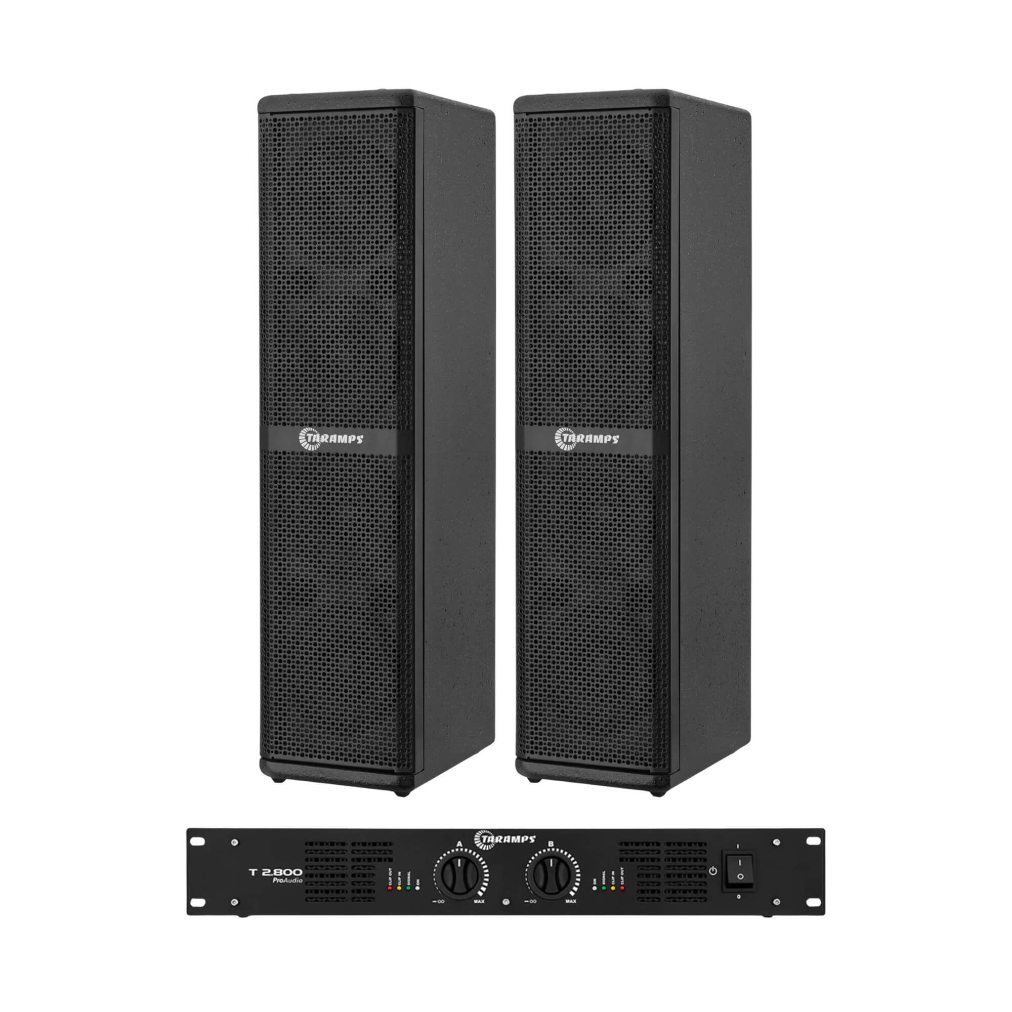 COMP Kit Som Taramps 2 Caixas T400.4 HF 8 Ohms + Amplificador Profissional T2800