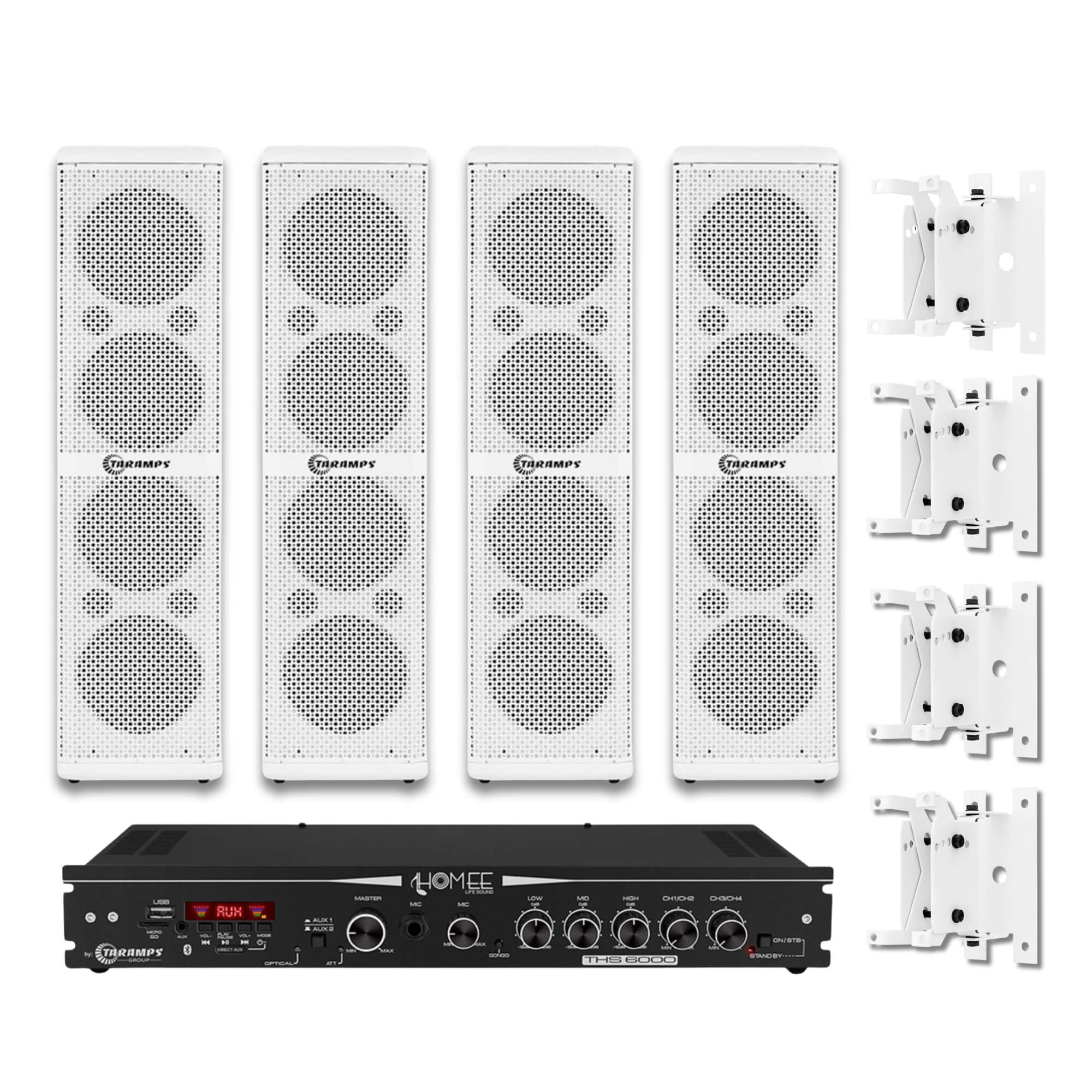 COMP Kit Receiver Taramps THS 6000 + 4 Caixas HF 400.4 + 4 Suportes 902100