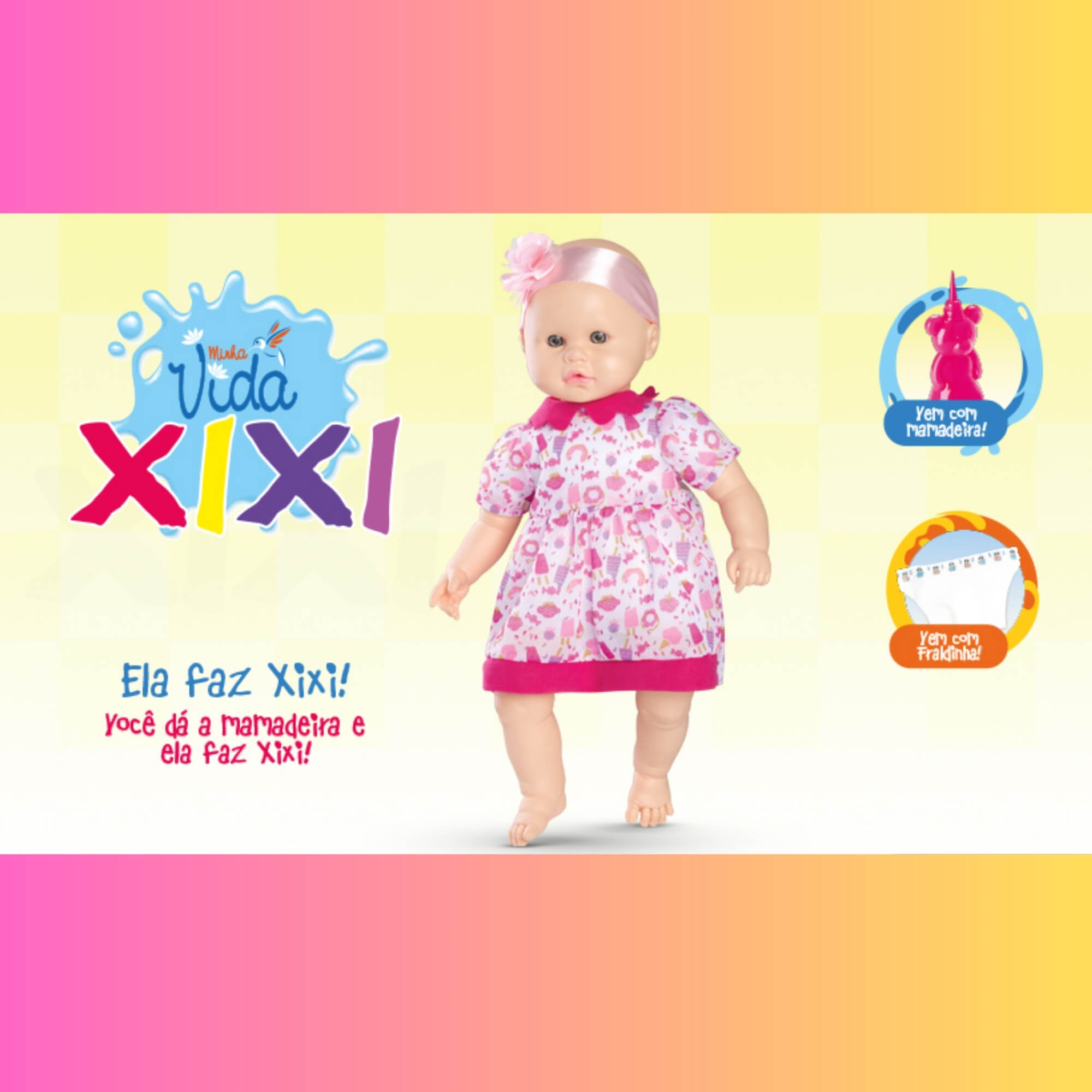 Boneca Minha Vida Xixi c/ Mamadeira e Fraldinha OMG Kids - 0011
