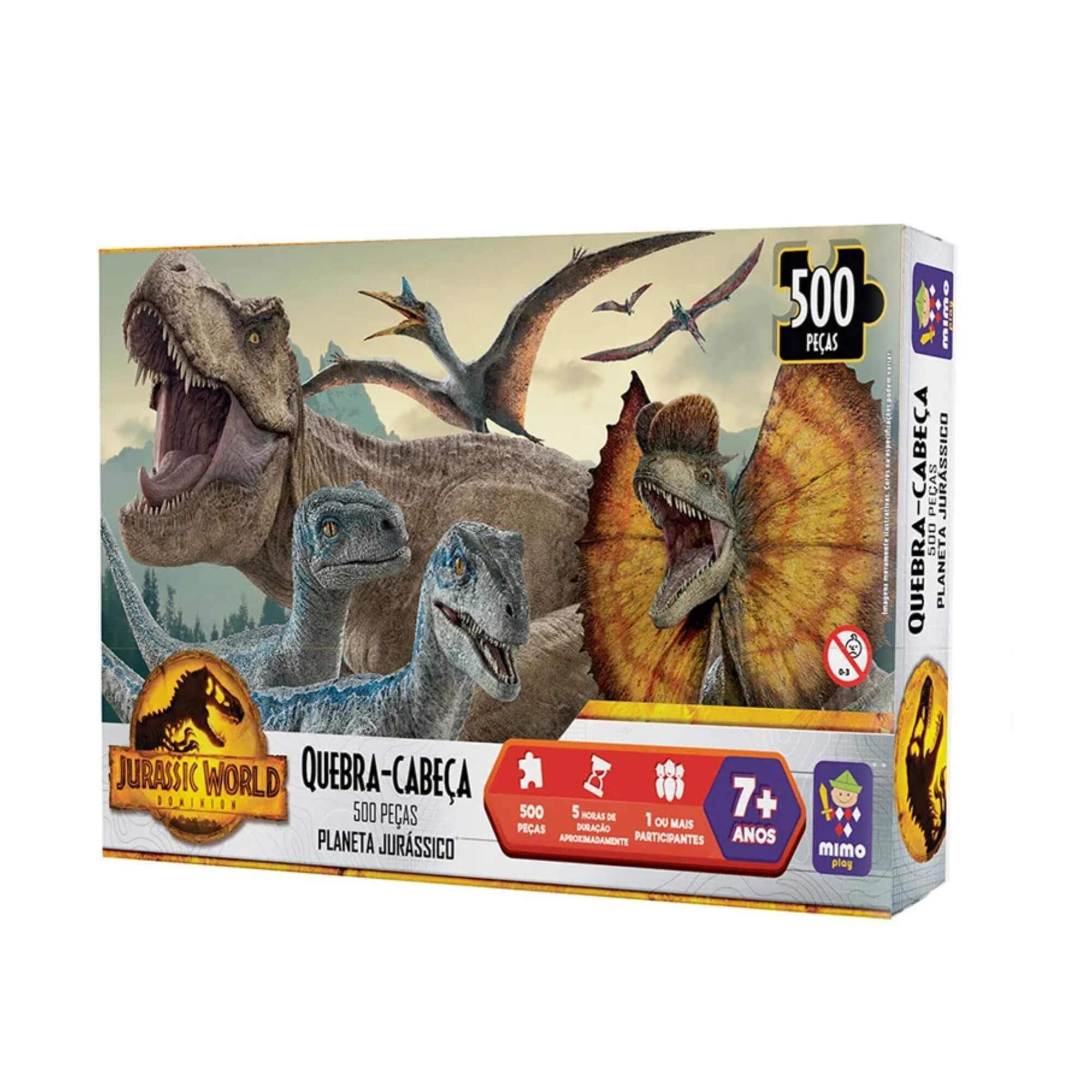 VAR Quebra-Cabeça 500 Peças Jurassic World Mimo Toys – Modelos Variados de Dinossauros